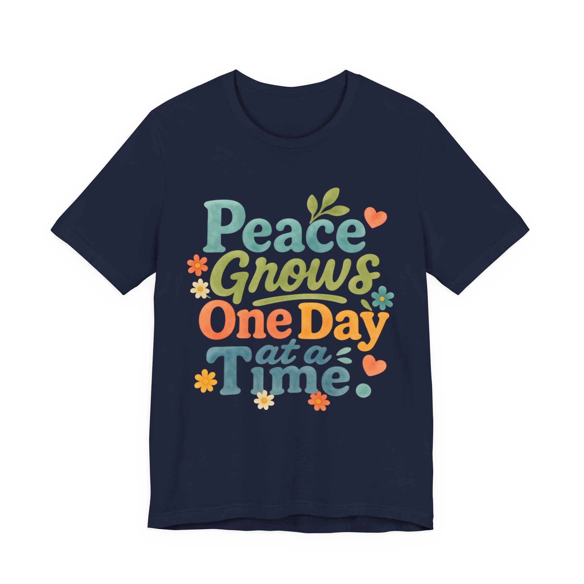 Peace Grows One Day at a Time Tee | Positive Quote Floral Typography