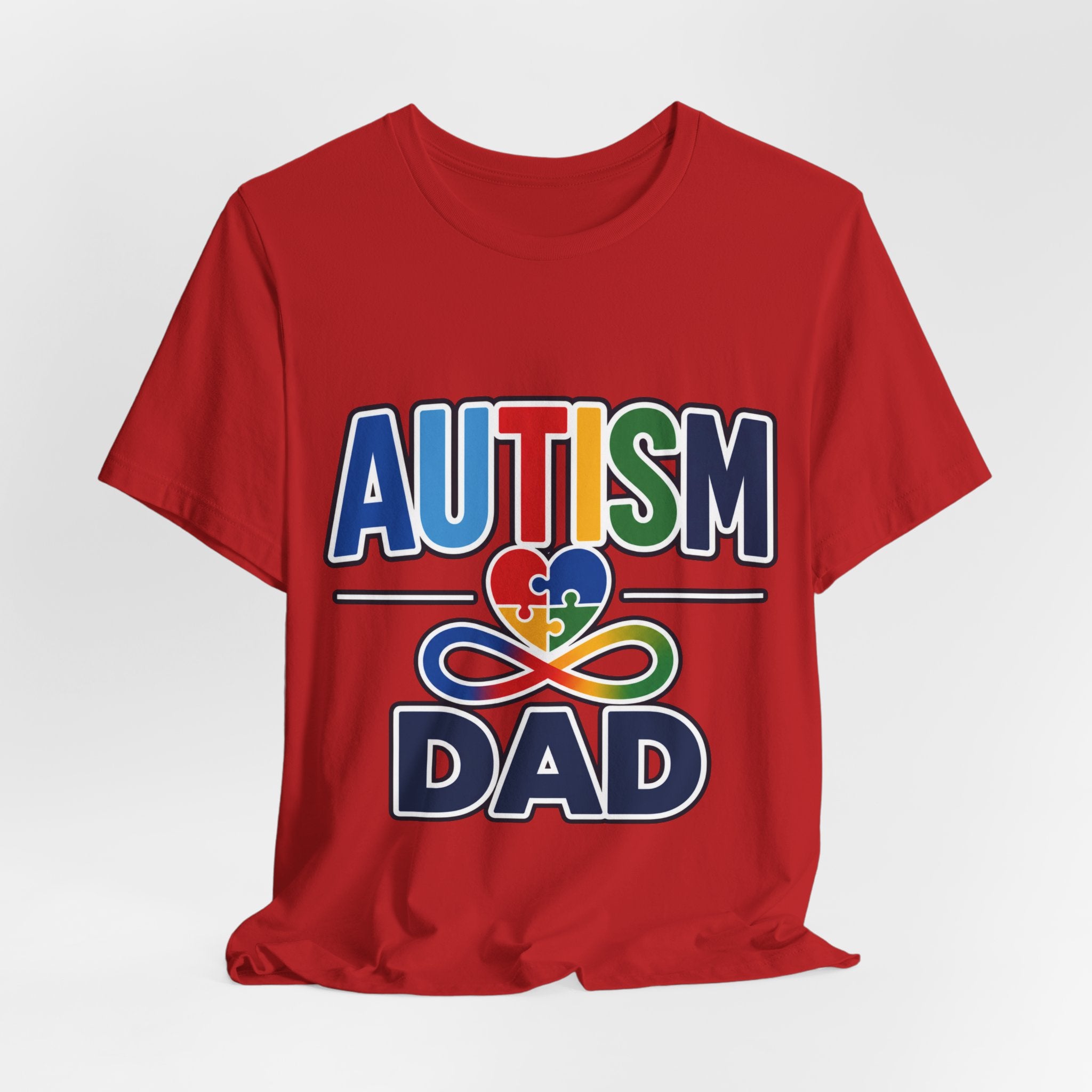 Autism Dad Shirt | Proud Autism Father T-Shirt | Colorful Puzzle Heart Infinity Design | Autism Awareness Gift for Dad | Autism Acceptance Tee