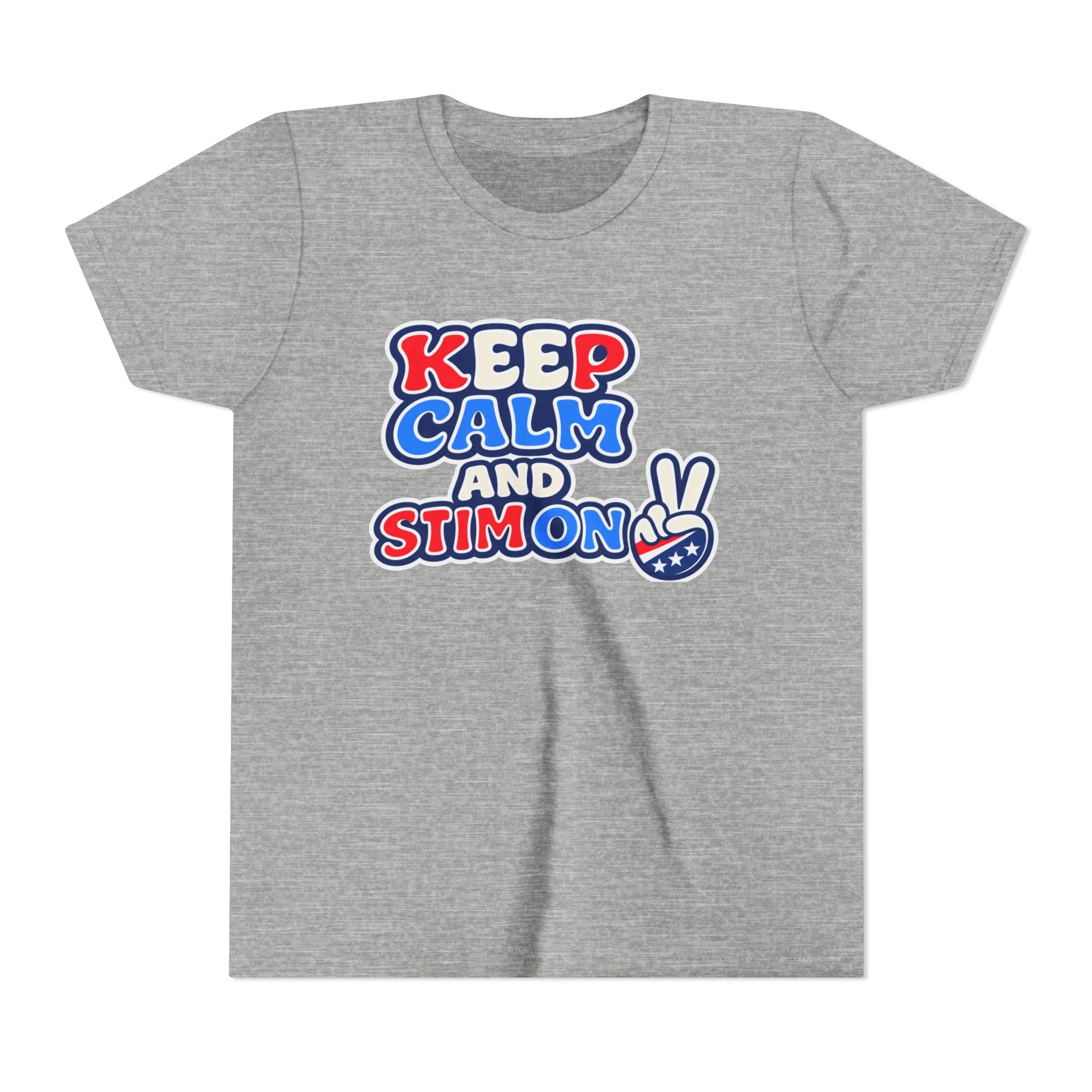 Keep Calm and Stim On Youth Shirt Autism Awareness T Shirt Peace Sign Tee Neurodivergent Kids Sensory Shirt Special Needs Gift