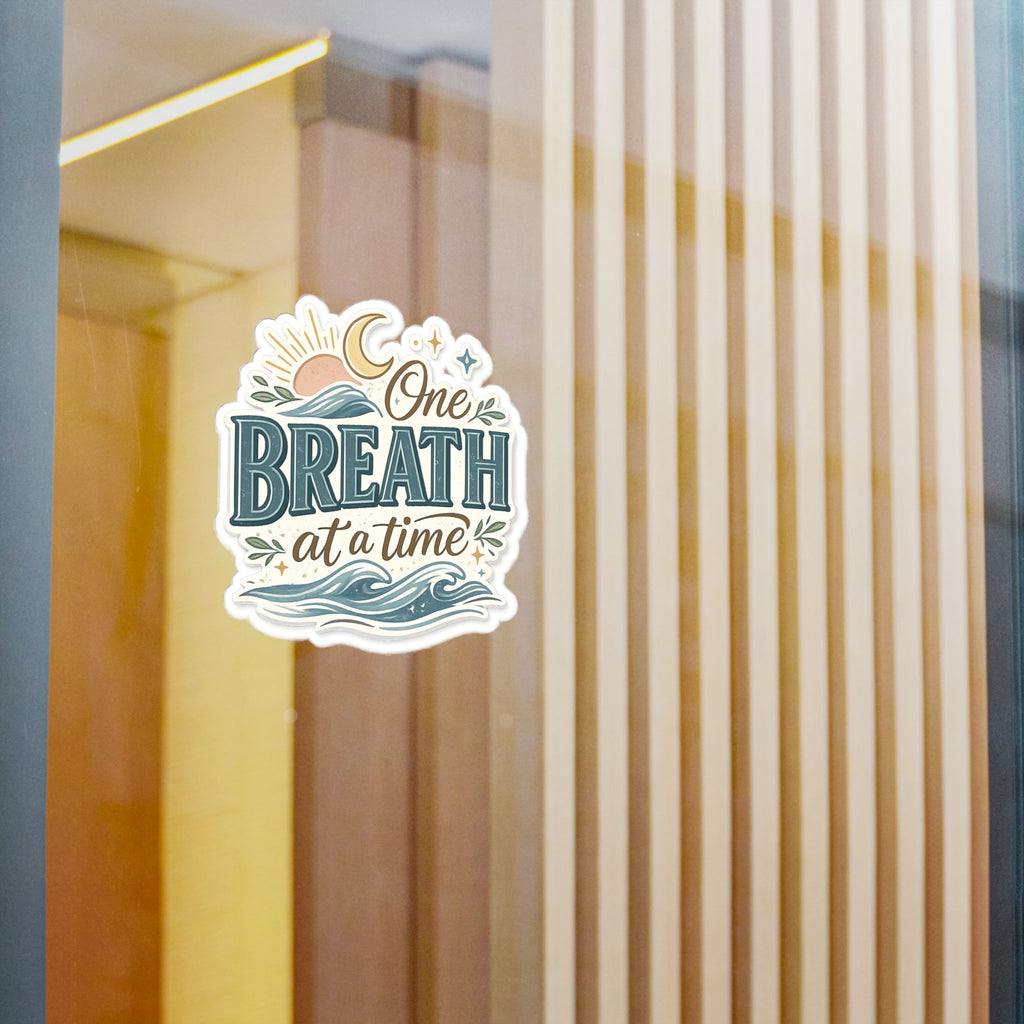 One Breath at a Time Kiss-Cut Vinyl Decal | Calm Waves Sun & Moon Sticker