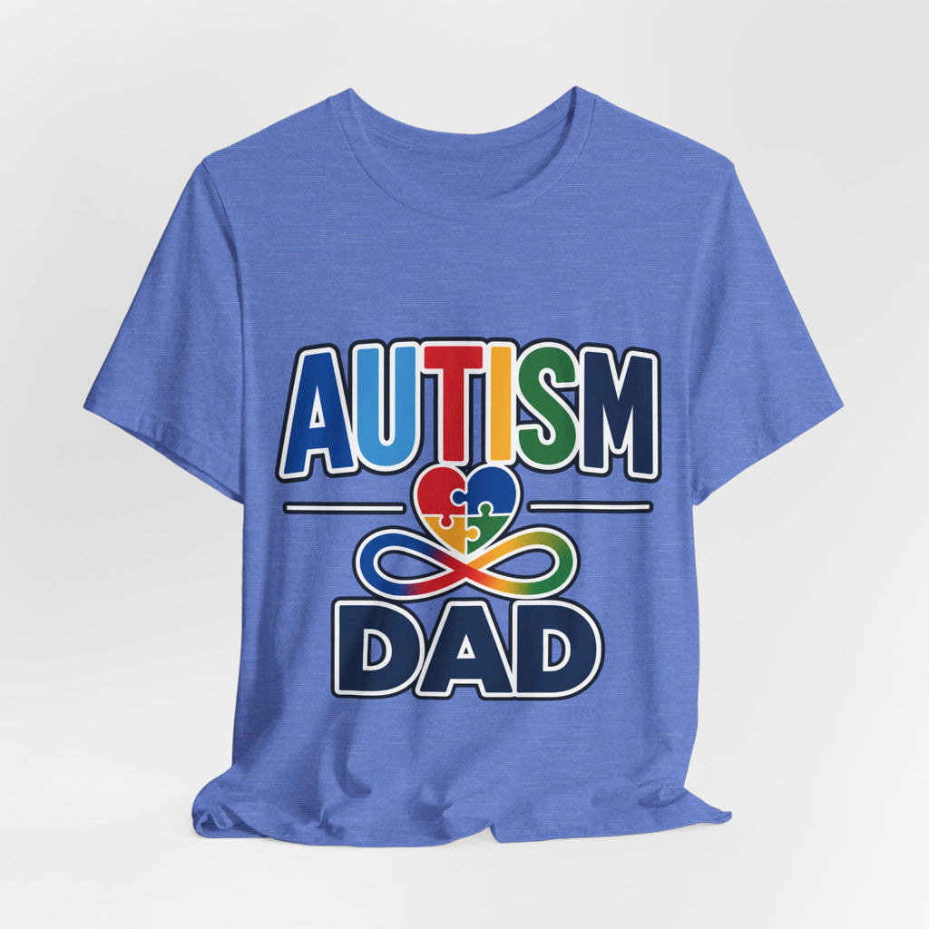 Autism Dad Shirt | Proud Autism Father T-Shirt | Colorful Puzzle Heart Infinity Design | Autism Awareness Gift for Dad | Autism Acceptance Tee