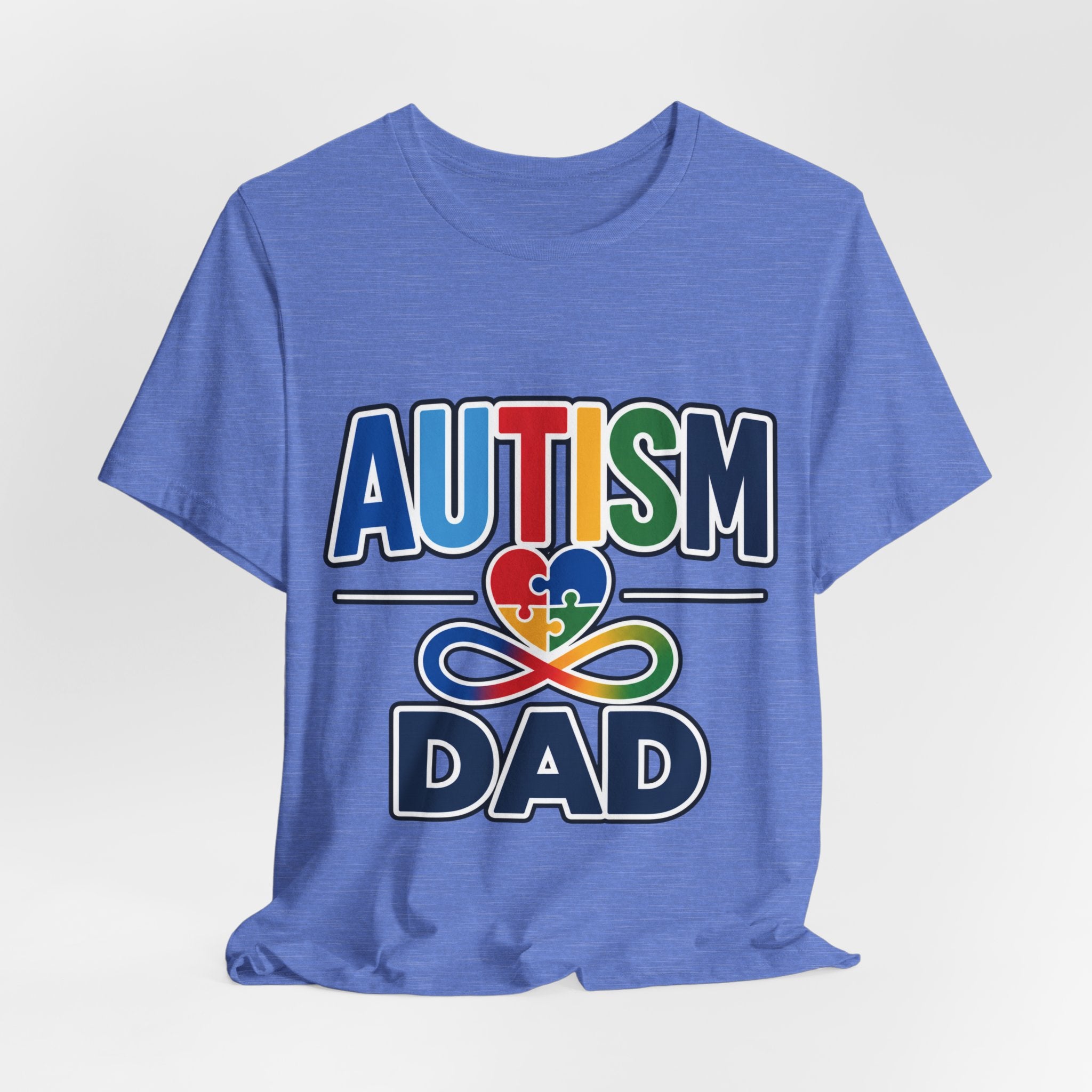 Autism Dad Shirt | Proud Autism Father T-Shirt | Colorful Puzzle Heart Infinity Design | Autism Awareness Gift for Dad | Autism Acceptance Tee