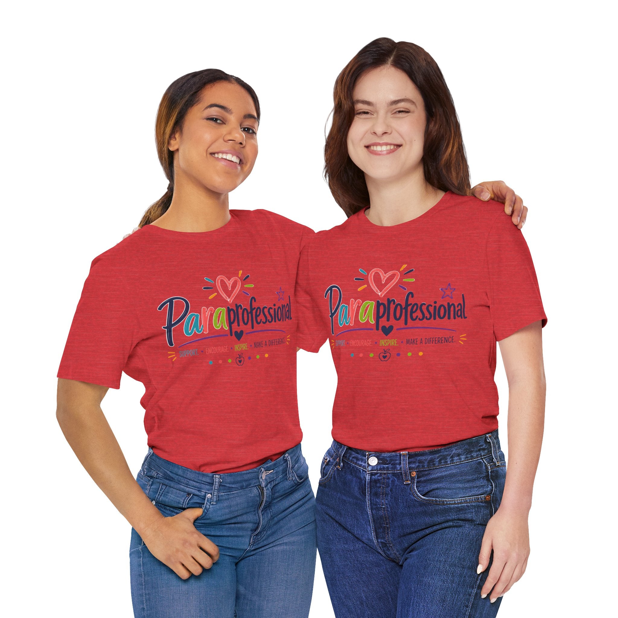 ParaProfessional T‑Shirt — Colorful Heart Design, Support Encourage Inspire Tee
