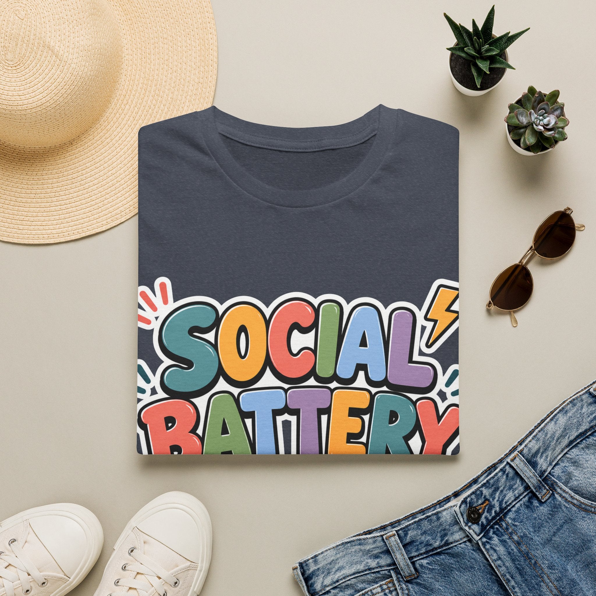 Social Battery Drained T-Shirt — Funny Introvert Graphic Tee
