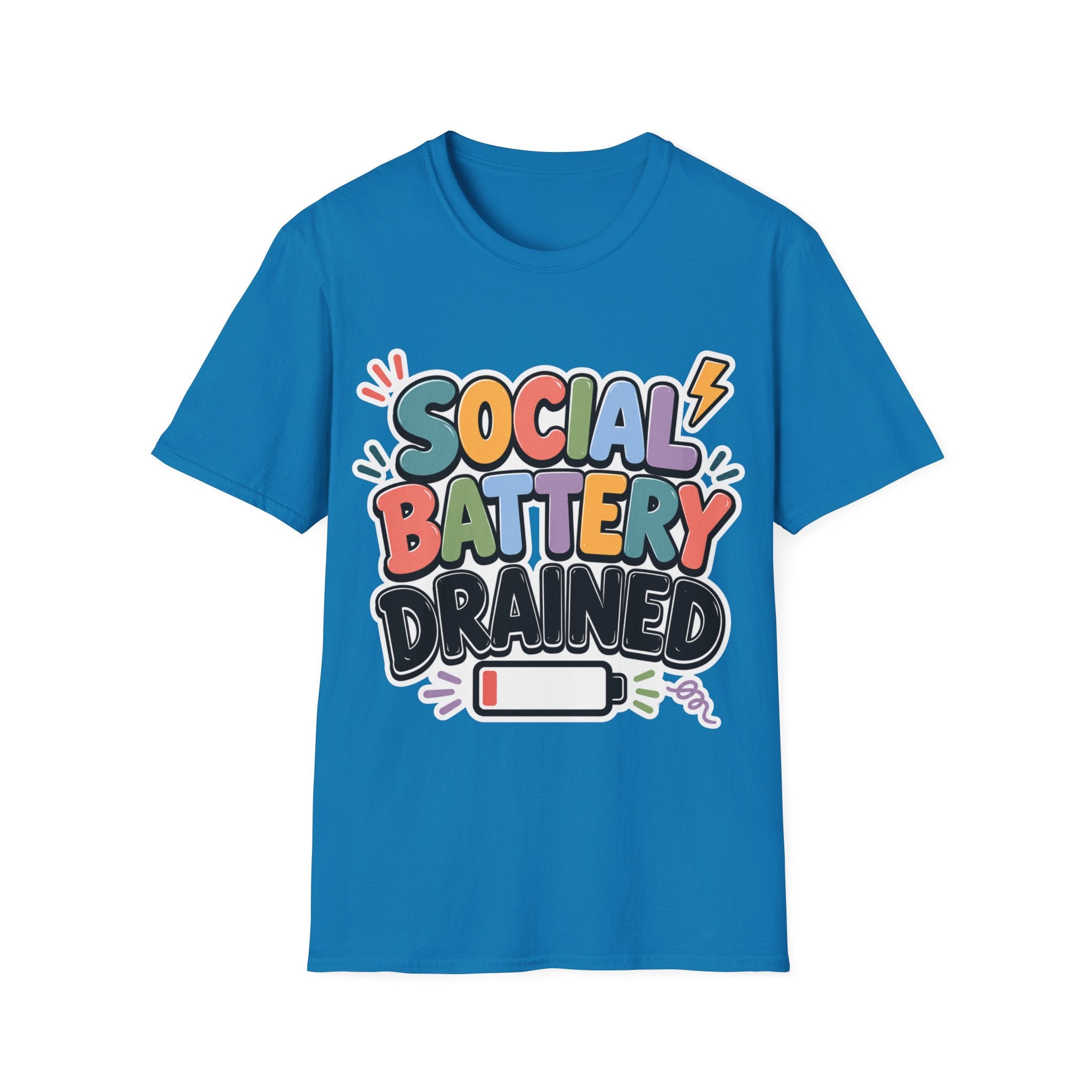 Social Battery Drained T-Shirt — Funny Introvert Graphic Tee
