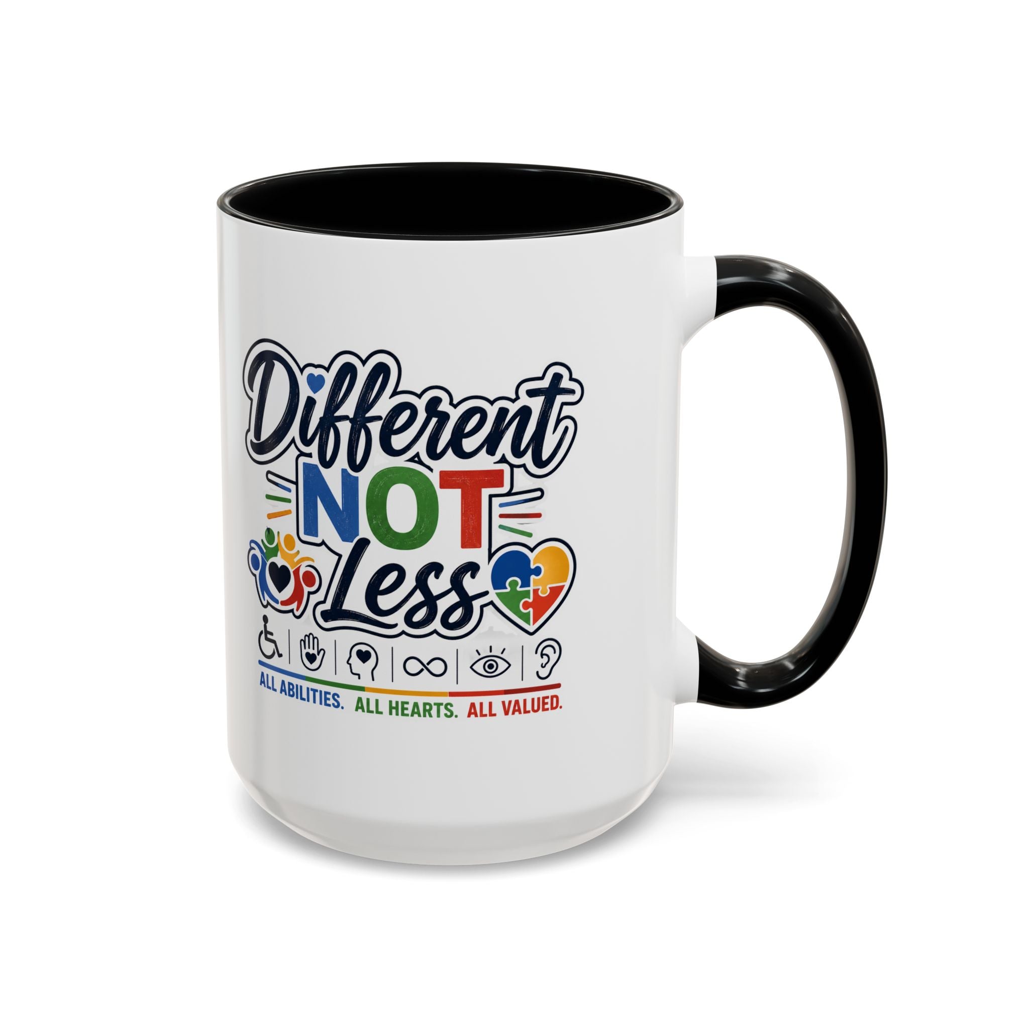 Different Not Less Accent Coffee Mug – Disability Pride Inspirational 11/15oz