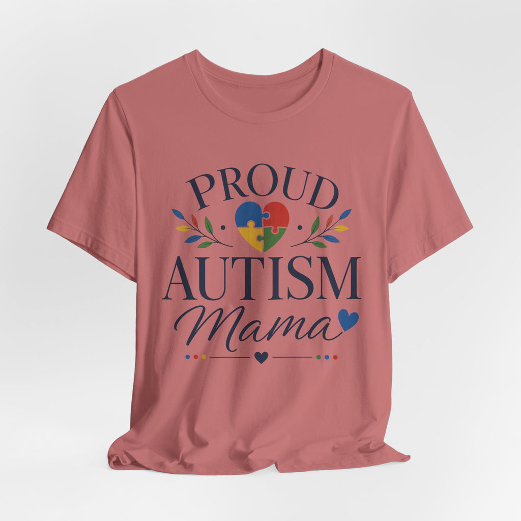 Proud Autism Mama T-Shirt | Puzzle Heart Mom Tee