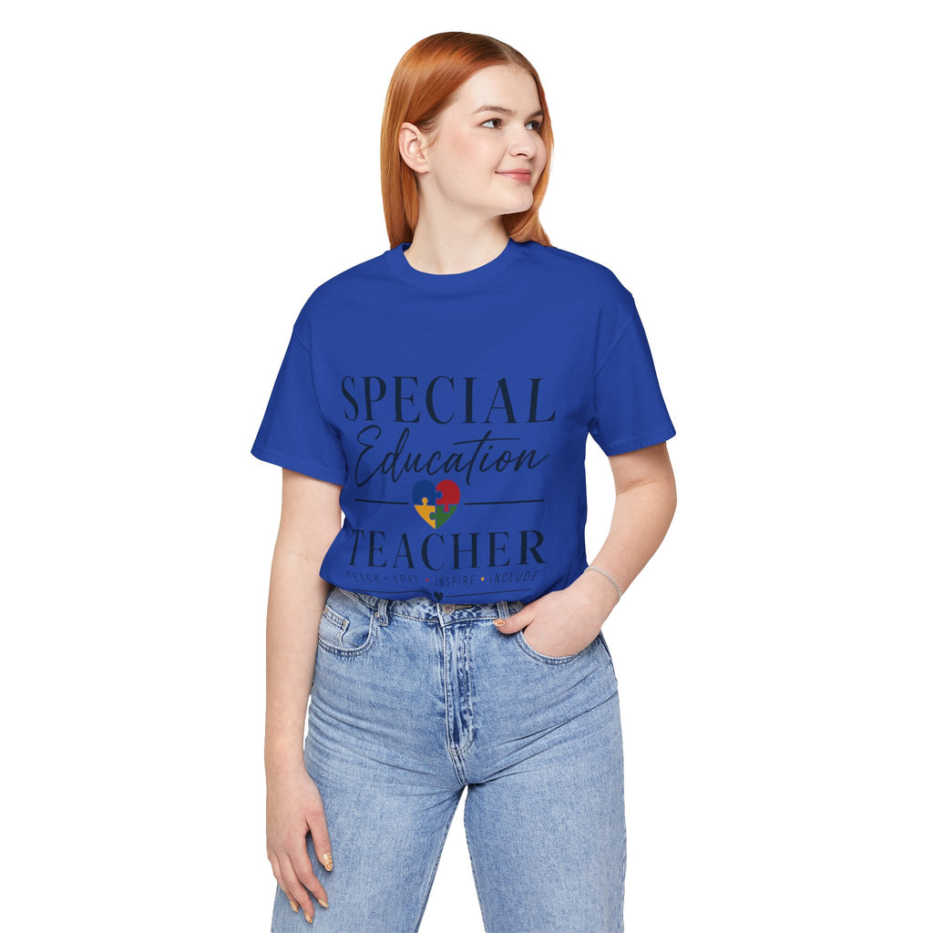 Special Education Teacher Shirt | Teach Love Inspire T-Shirt | Puzzle Heart Graphic Tee | Autism Acceptance Gift | Inclusive Teacher