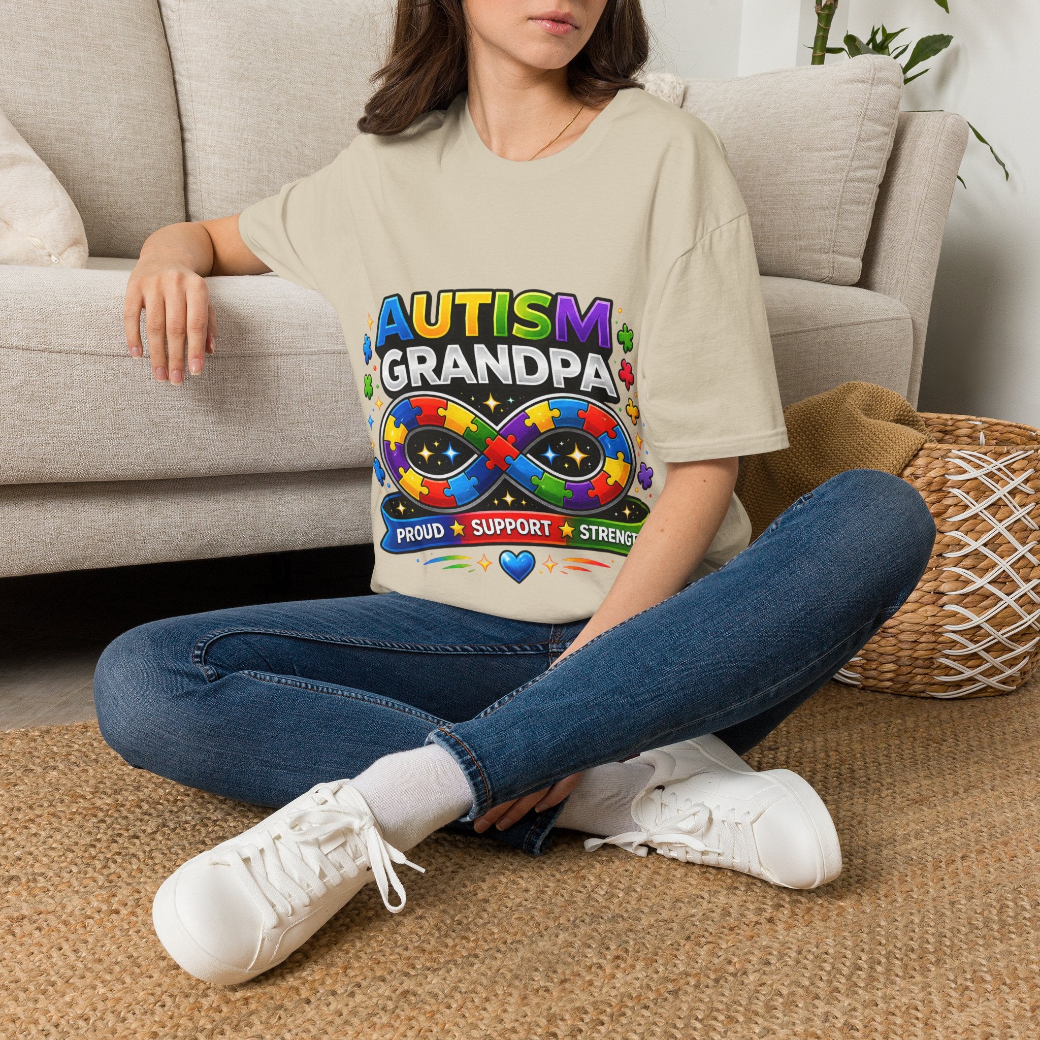 Autism Grandpa Shirt | Proud Autism Grandpa Tee | Puzzle Ribbon Infinity T-Shirt | Autism Awareness Gift for Grandpa