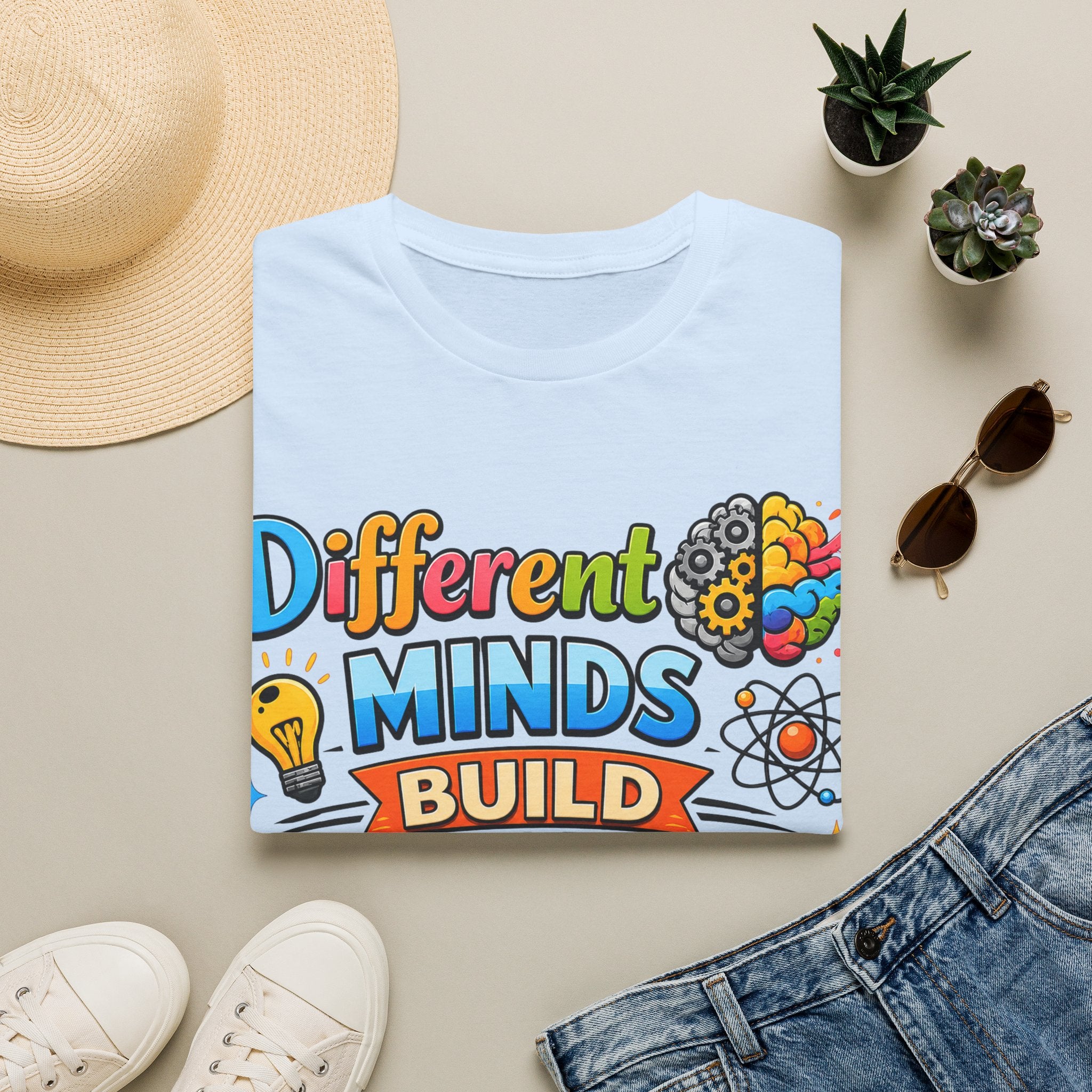 Different Minds Build Better Worlds T-Shirt | Inclusive Neurodiversity Tee