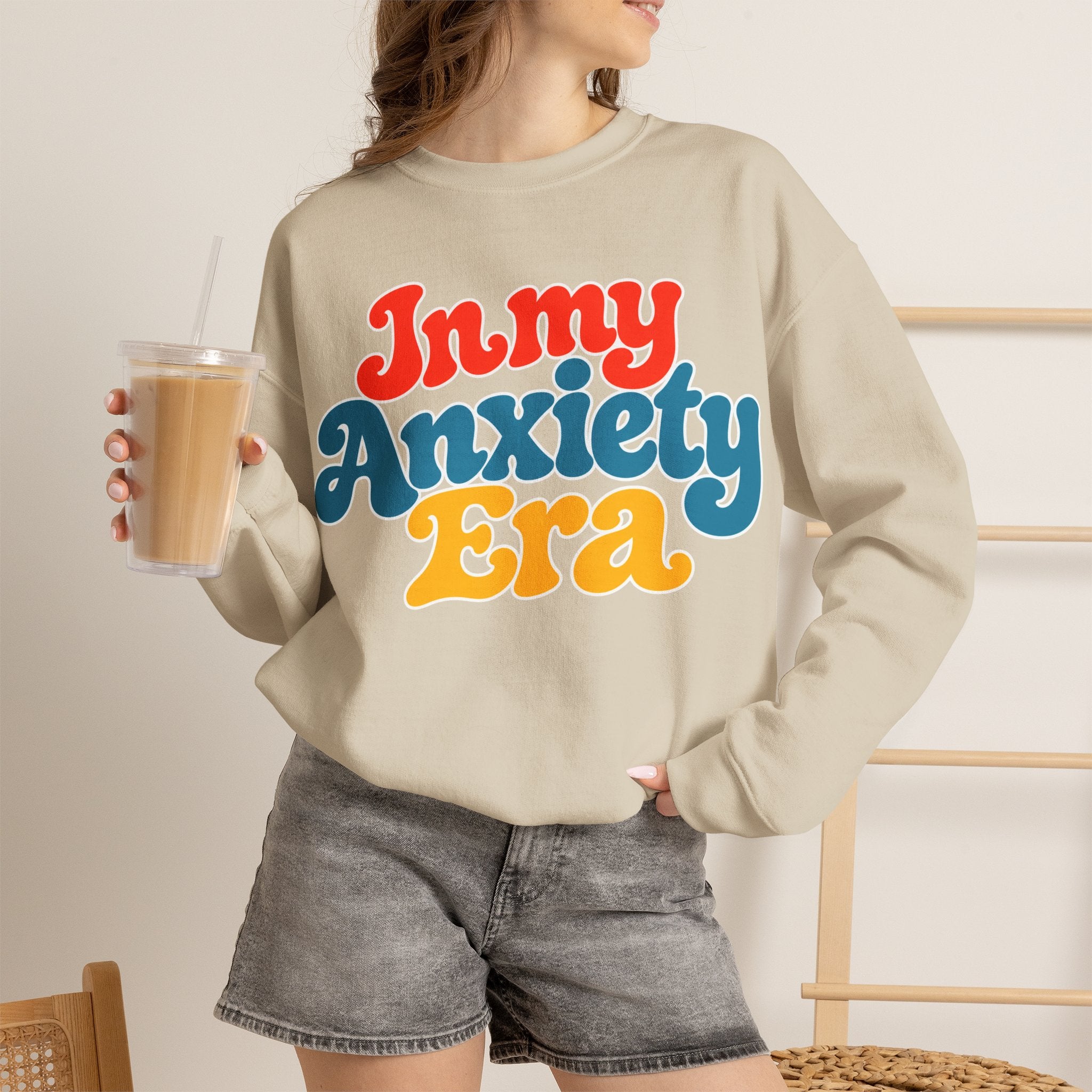 In My Anxiety Era sweatshirt | Crewneck Sweatshirt, Retro Script Mental Health Tee