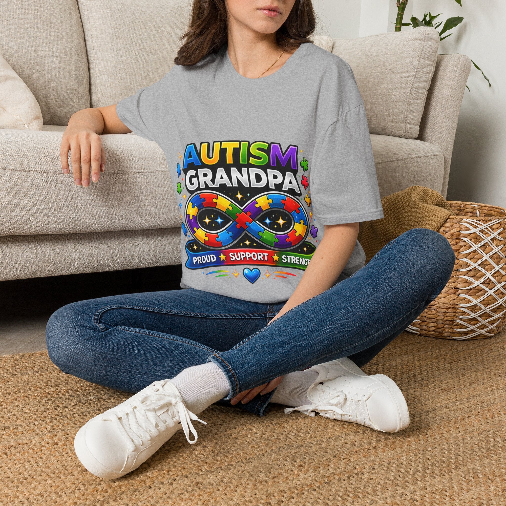 Autism Grandpa Shirt | Proud Autism Grandpa Tee | Puzzle Ribbon Infinity T-Shirt | Autism Awareness Gift for Grandpa