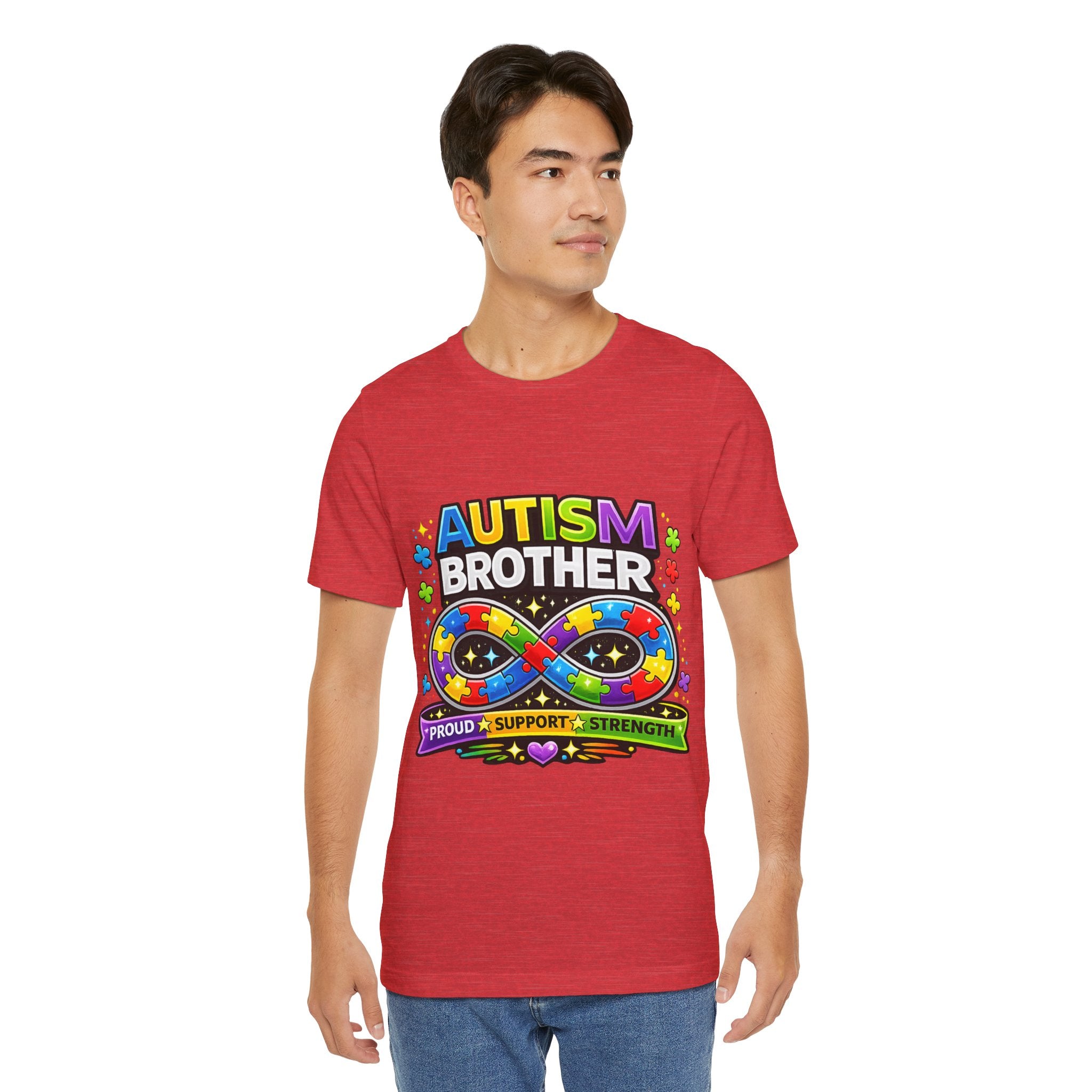 Autism Brother Infinity Puzzle Ribbon T-Shirt | Proud Support Strength