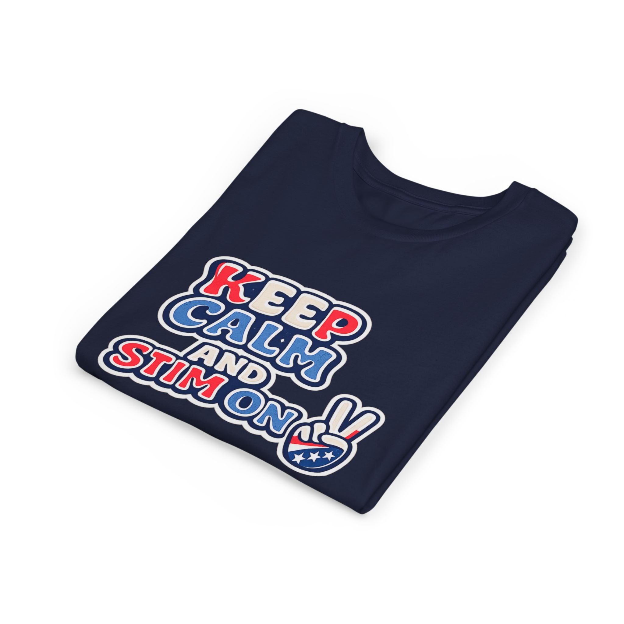 Keep Calm and Stim On Youth Shirt Autism Awareness T Shirt Peace Sign Tee Neurodivergent Kids Sensory Shirt Special Needs Gift