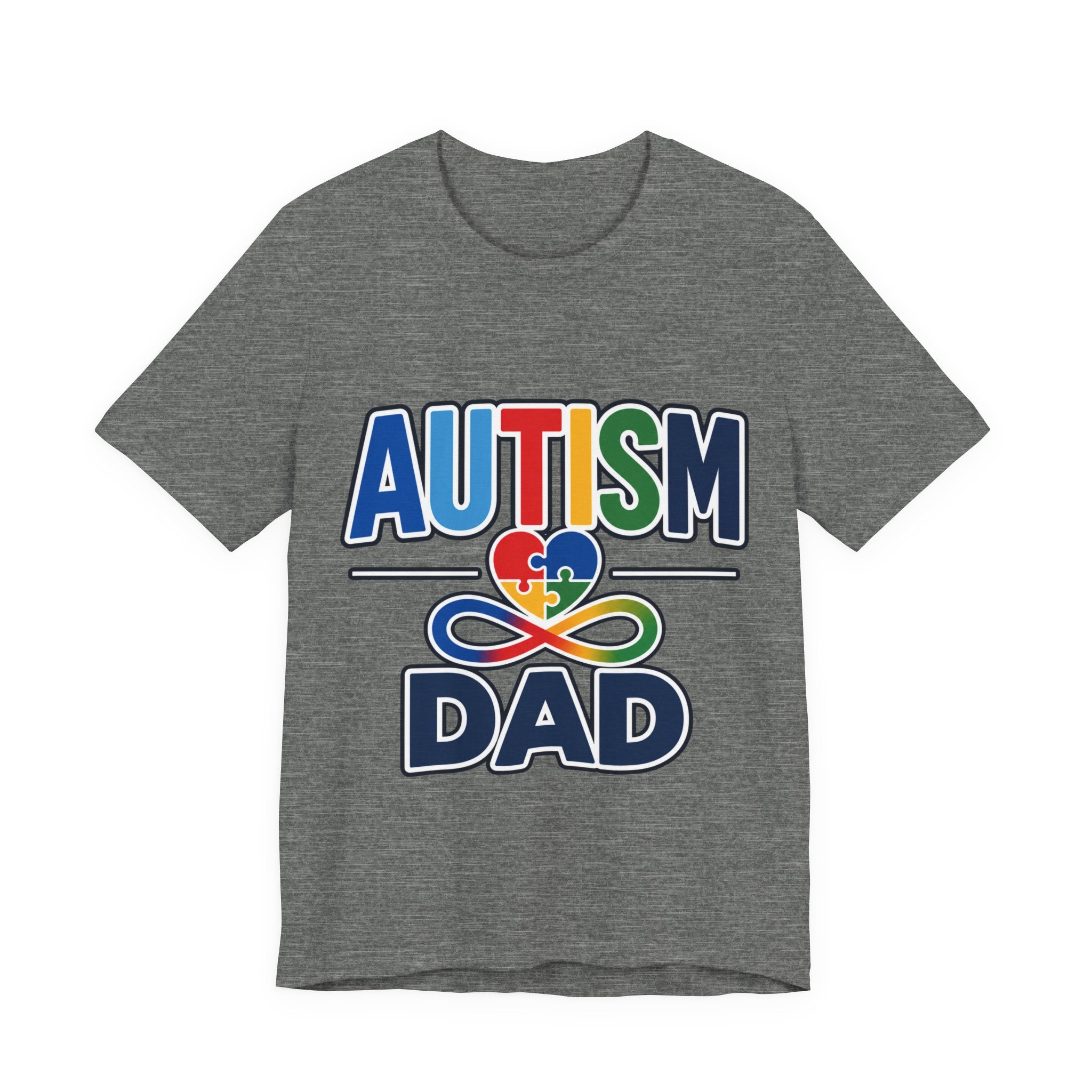 Autism Dad Shirt | Proud Autism Father T-Shirt | Colorful Puzzle Heart Infinity Design | Autism Awareness Gift for Dad | Autism Acceptance Tee