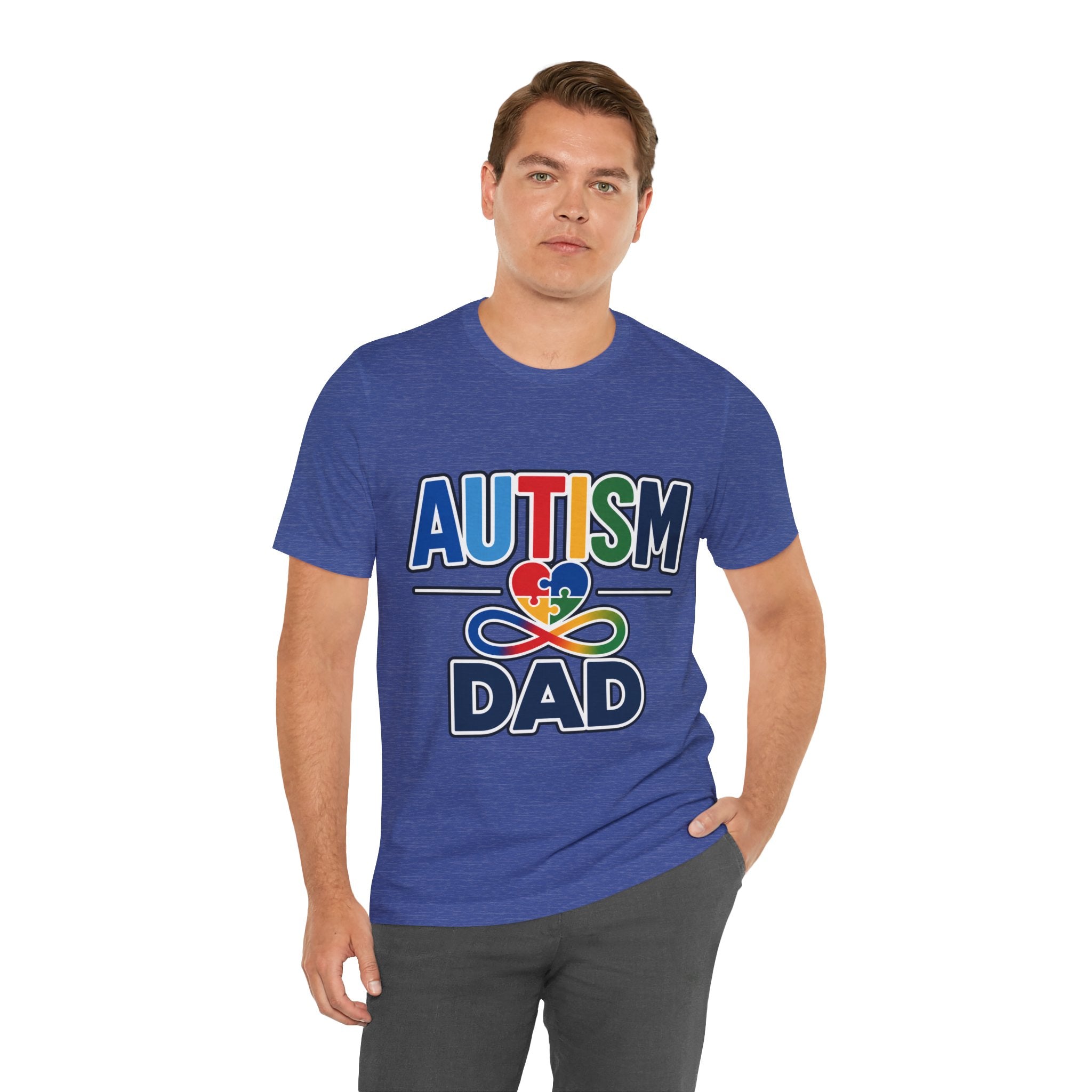 Autism Dad Shirt | Proud Autism Father T-Shirt | Colorful Puzzle Heart Infinity Design | Autism Awareness Gift for Dad | Autism Acceptance Tee