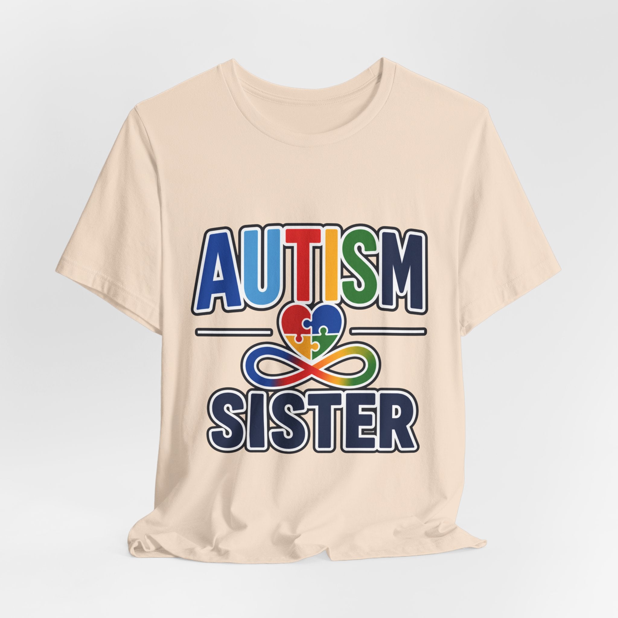Autism Sister Shirt | Rainbow Puzzle Heart Infinity T-Shirt | Proud Autism Sibling Tee | Autism Awareness & Acceptance Gift for Sister