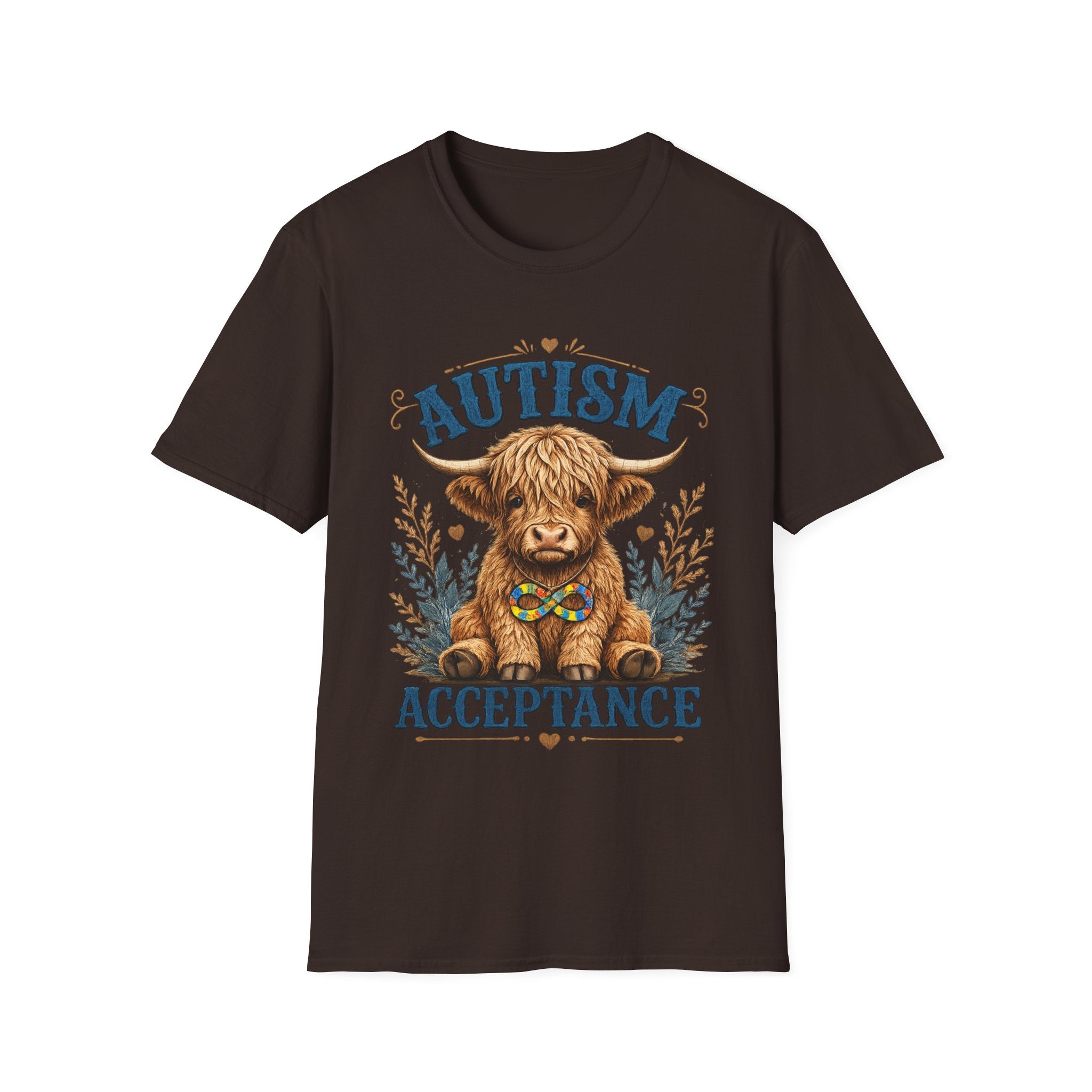 Autism Acceptance Highland Cow T-Shirt | Awareness, Support