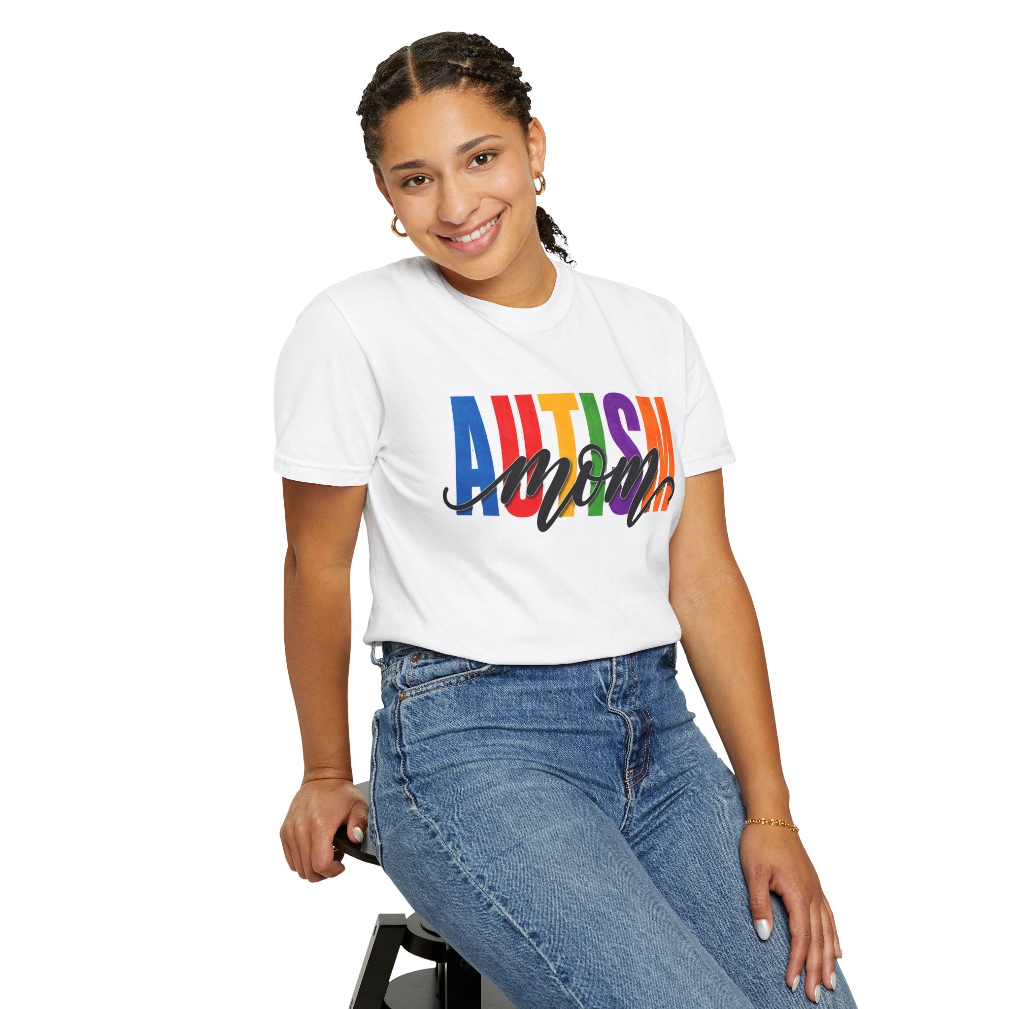 Autism Mom Shirt Autism Mom T Shirt Rainbow Block Letter Tee Script Mom Graphic Autism Awareness Autism Acceptance Gift for Mom