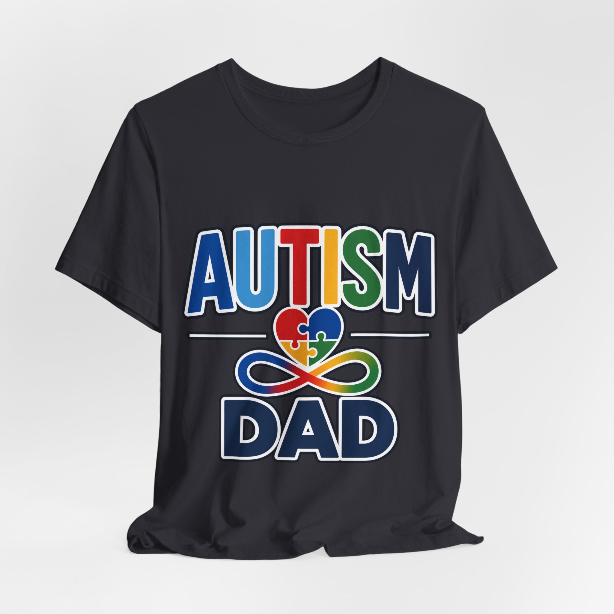 Autism Dad Shirt | Proud Autism Father T-Shirt | Colorful Puzzle Heart Infinity Design | Autism Awareness Gift for Dad | Autism Acceptance Tee