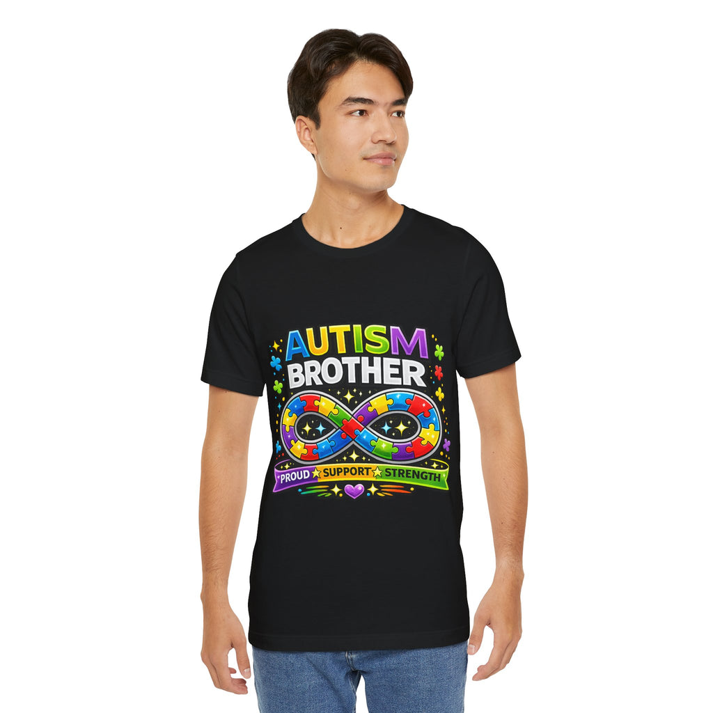 Autism Brother Infinity Puzzle Ribbon T-Shirt | Proud Support Strength