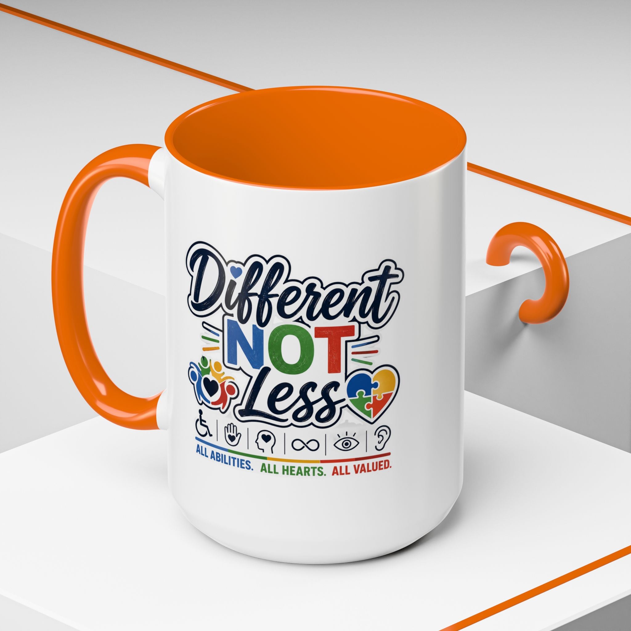 Different Not Less Accent Coffee Mug – Disability Pride Inspirational 11/15oz