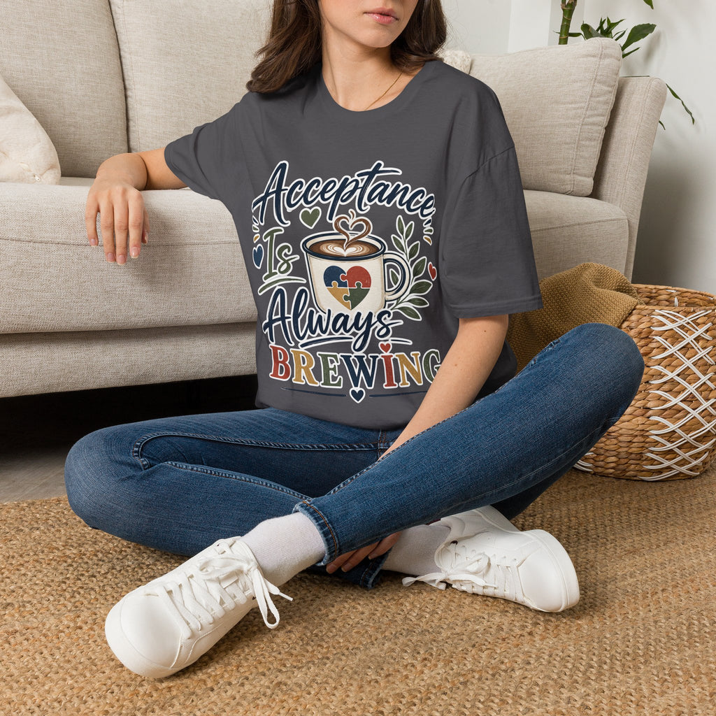 Acceptance Is Always Brewing Shirt | Coffee Lover T-Shirt | Autism Acceptance Tee | Inclusive Graphic Shirt | Barista Gift
