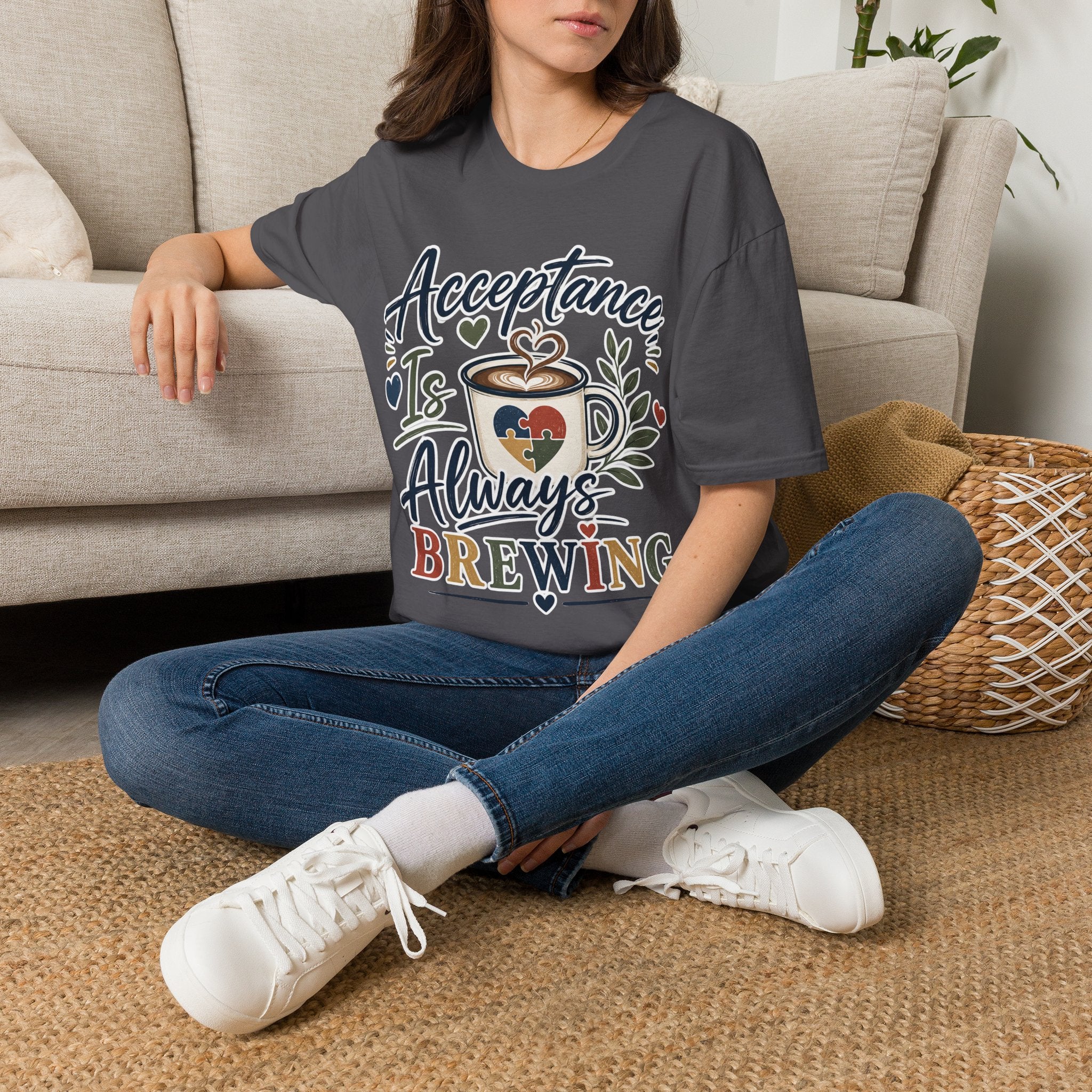 Acceptance Is Always Brewing Shirt | Coffee Lover T-Shirt | Autism Acceptance Tee | Inclusive Graphic Shirt | Barista Gift
