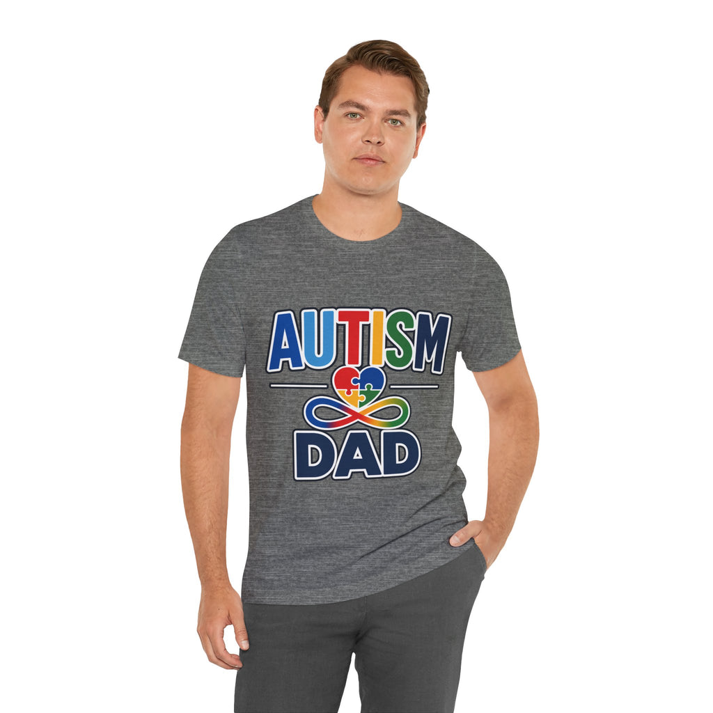 Autism Dad Shirt | Proud Autism Father T-Shirt | Colorful Puzzle Heart Infinity Design | Autism Awareness Gift for Dad | Autism Acceptance Tee