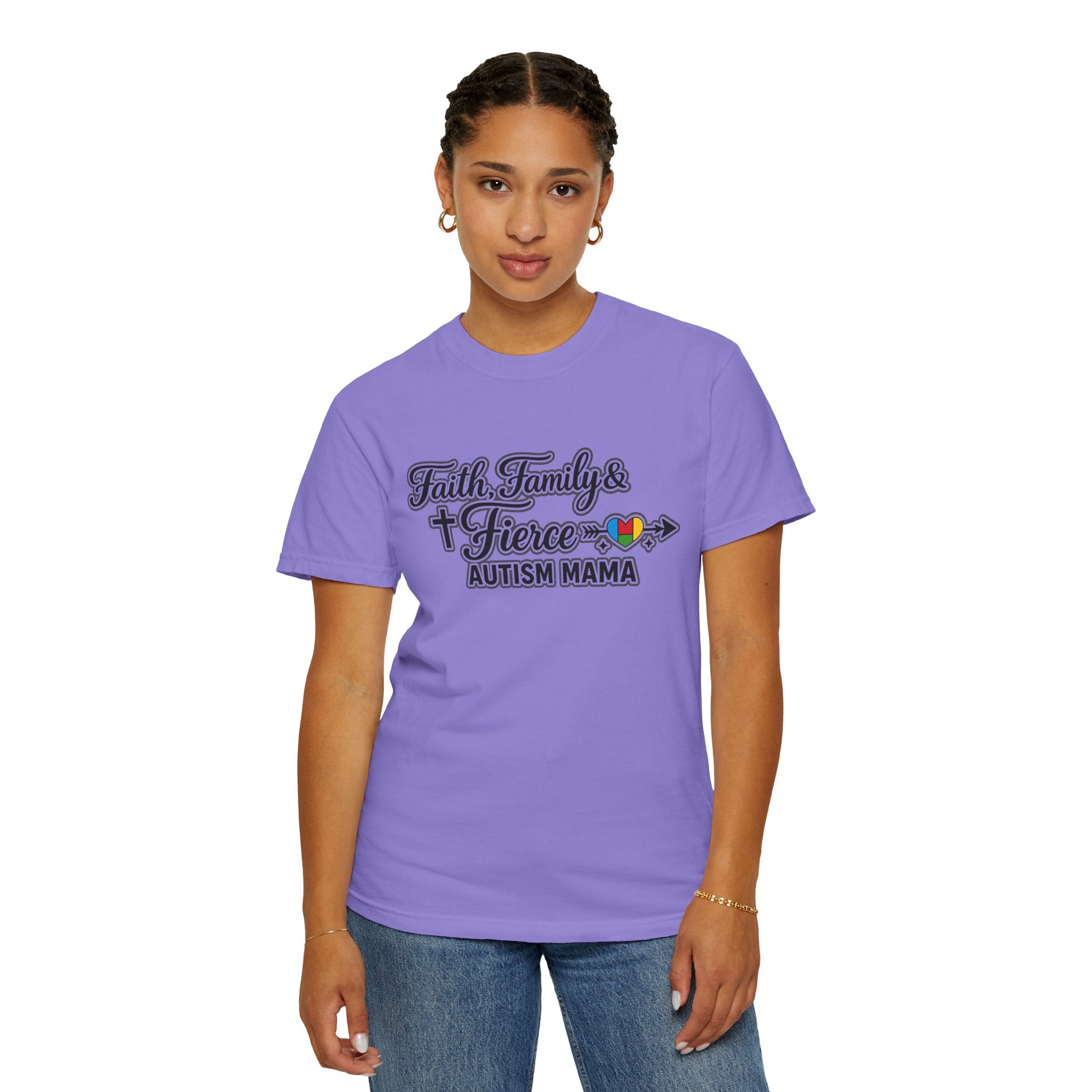 Faith Family Fierce Autism Mama Shirt, Autism Mom T-Shirt, Christian Autism Mom Gift, Fierce Mama Tee, Special Needs Mom Shirt