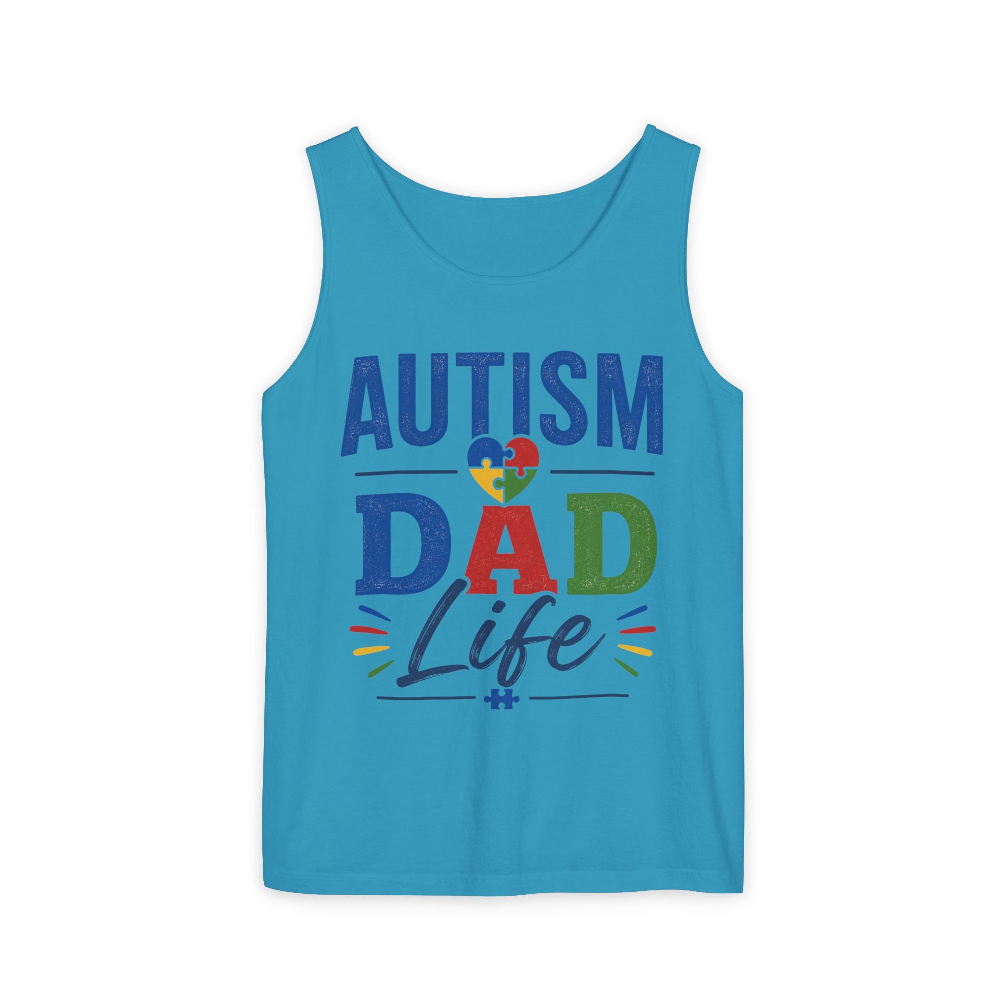 Autism Dad Life Tank Top | Awareness Puzzle Heart, Father Support