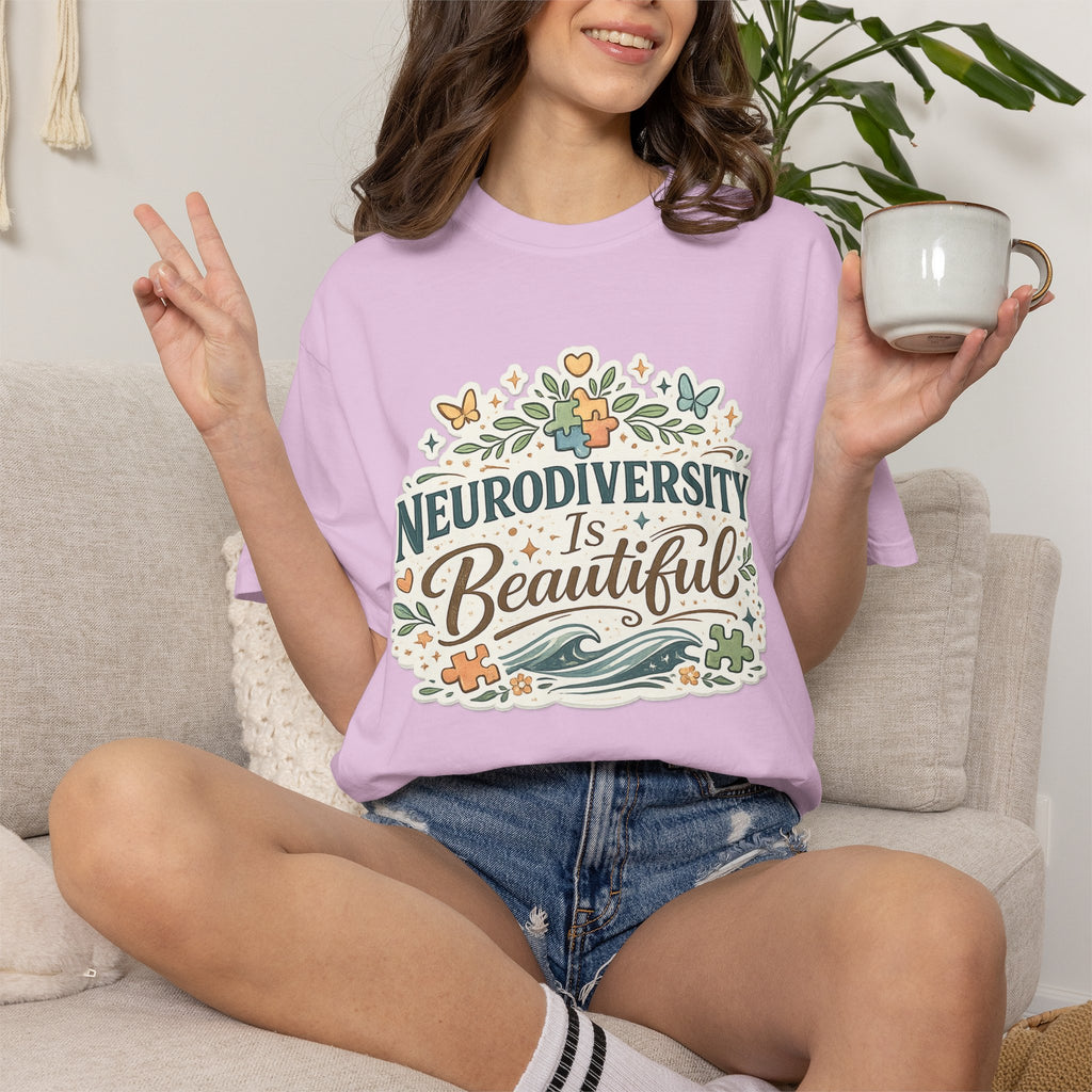 Neurodiversity Is Beautiful T-shirt | Floral Wave Awareness Tee