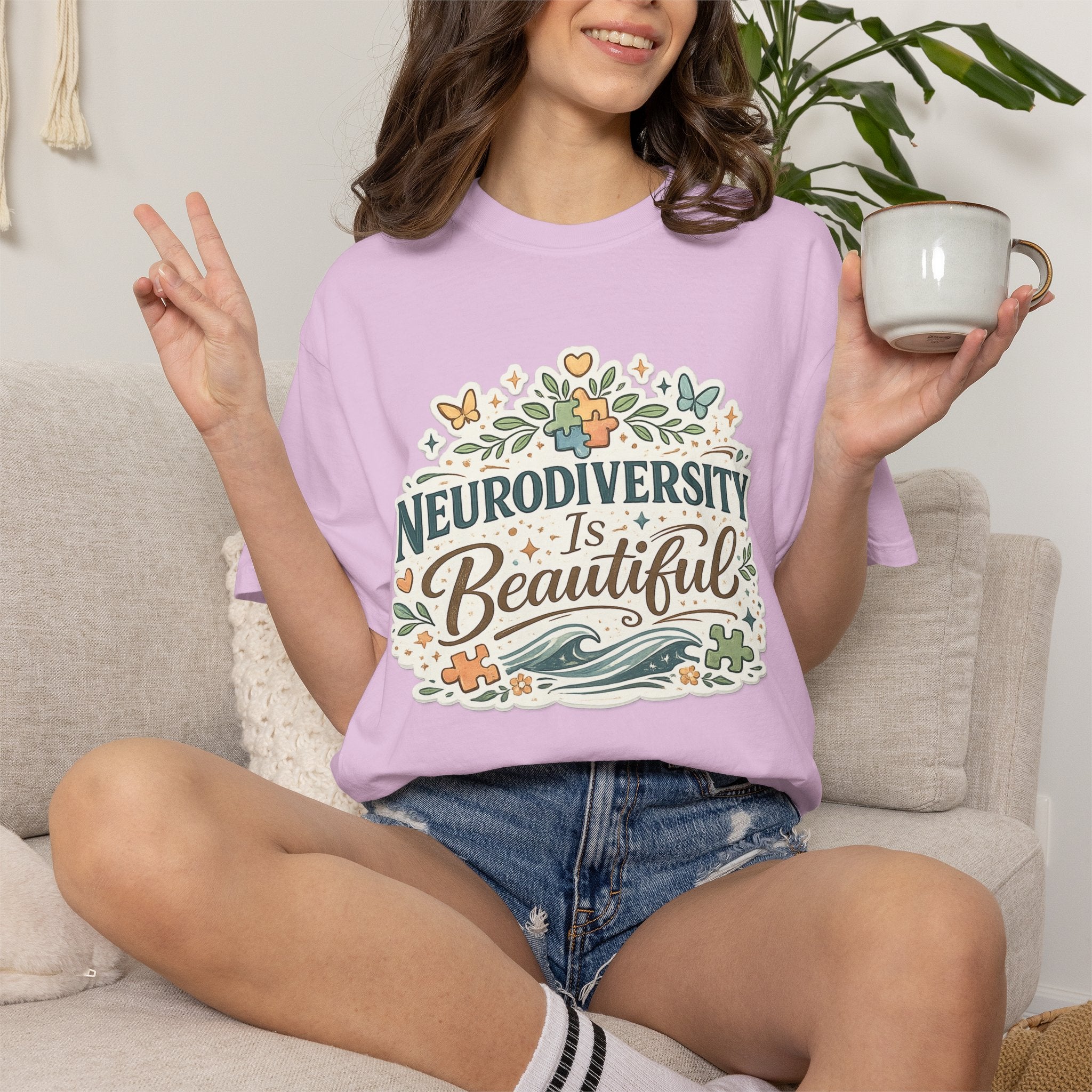 Neurodiversity Is Beautiful T-shirt | Floral Wave Awareness Tee