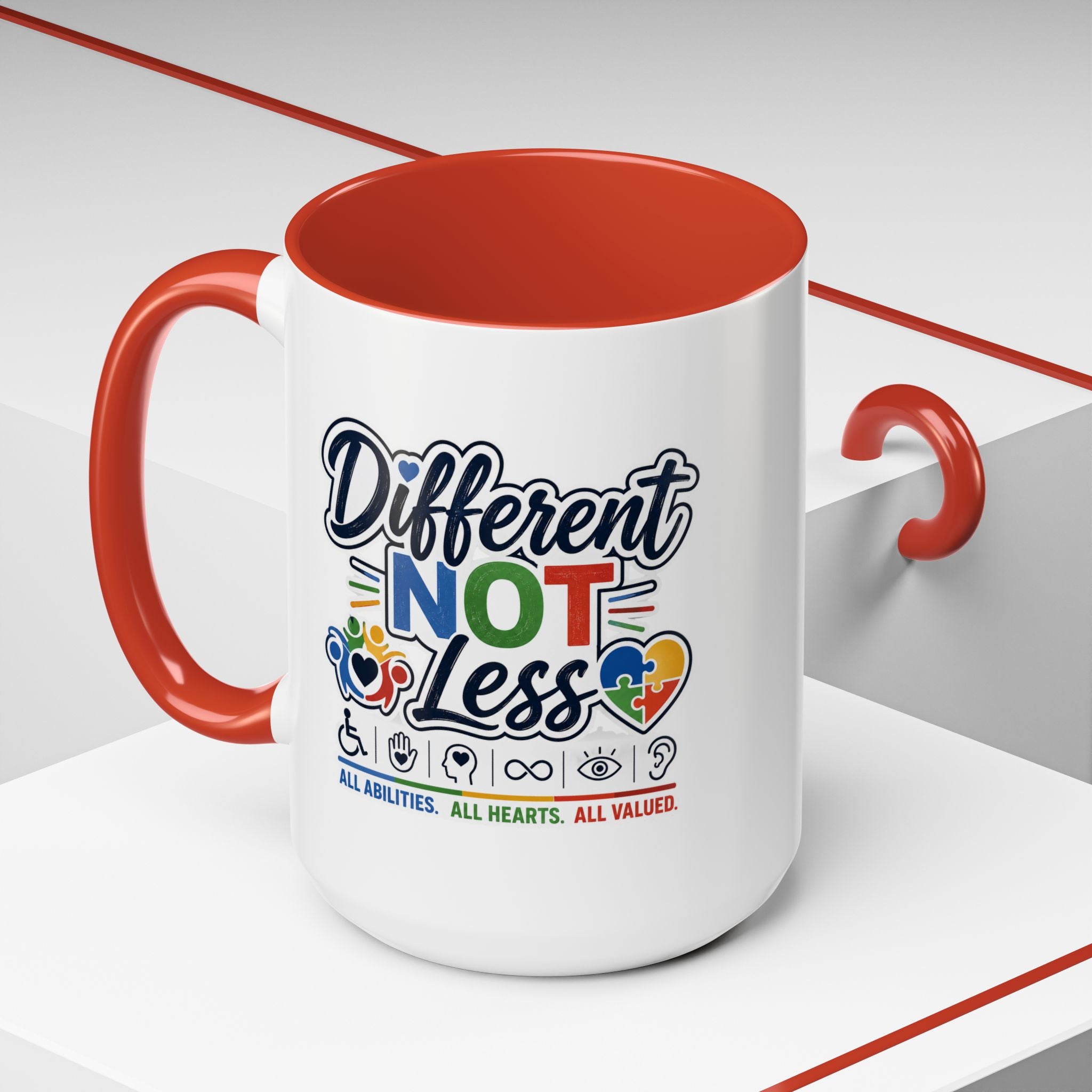 Different Not Less Accent Coffee Mug – Disability Pride Inspirational 11/15oz