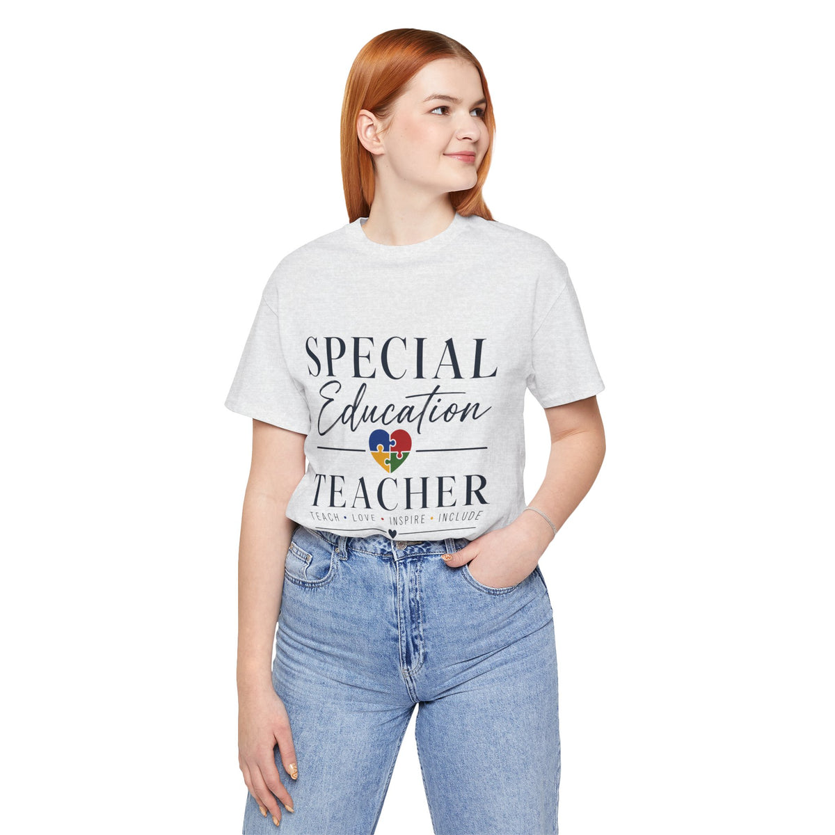 Special Education Teacher Shirt | Teach Love Inspire T-Shirt | Puzzle Heart Graphic Tee | Autism Acceptance Gift | Inclusive Teacher