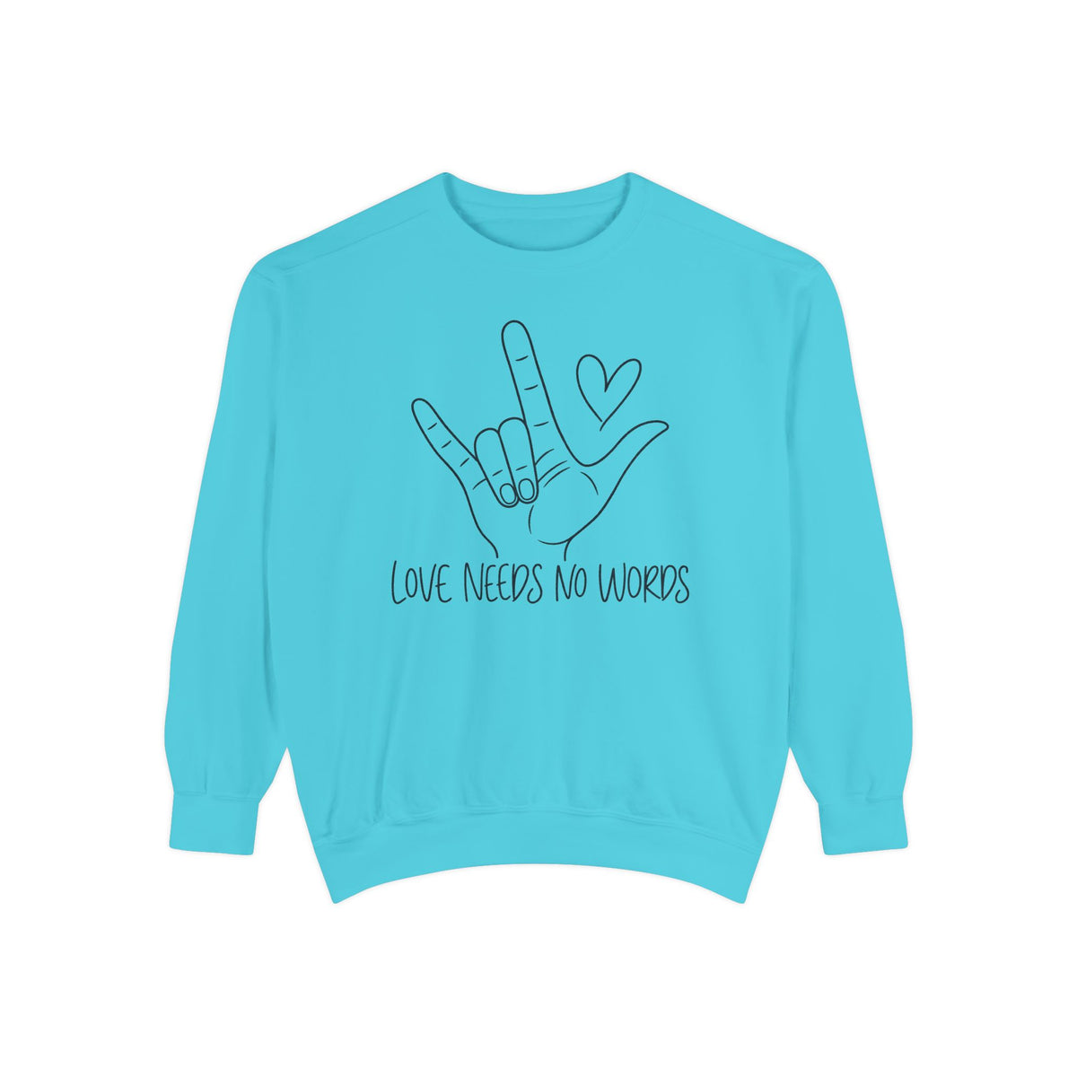 ASL Love Hand Sign Sweatshirt, Love Needs No Words Minimalist Line Art Hoodie, Autism Acceptance Sign Language Shirt, Nonverbal Gift
