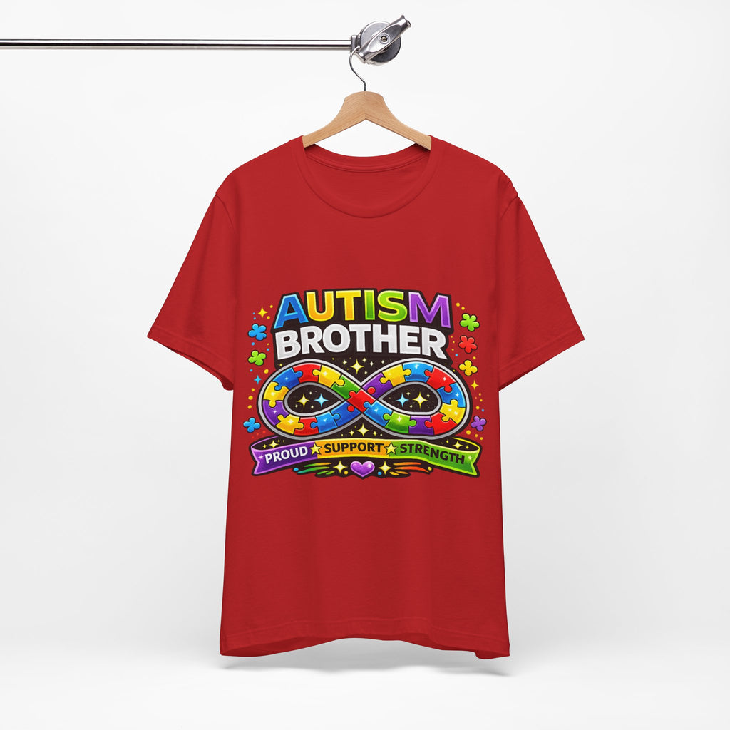 Autism Brother Infinity Puzzle Ribbon T-Shirt | Proud Support Strength