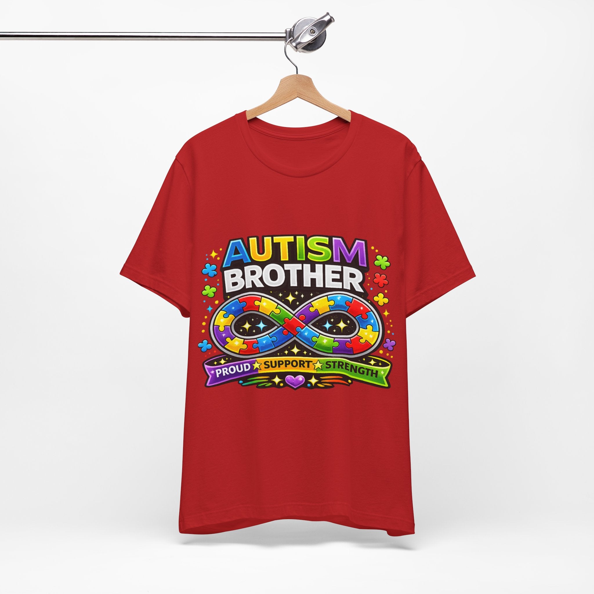 Autism Brother Infinity Puzzle Ribbon T-Shirt | Proud Support Strength