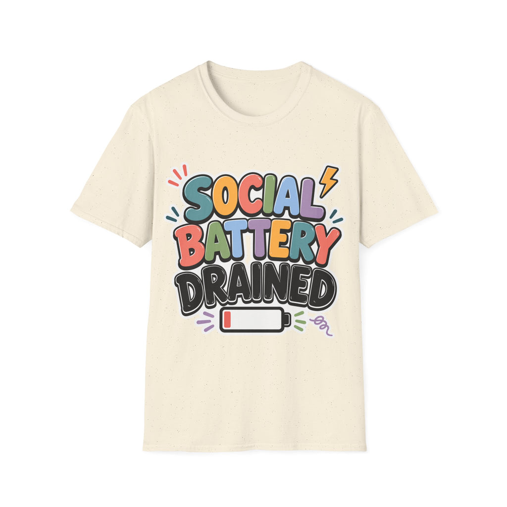 Social Battery Drained T-Shirt — Funny Introvert Graphic Tee