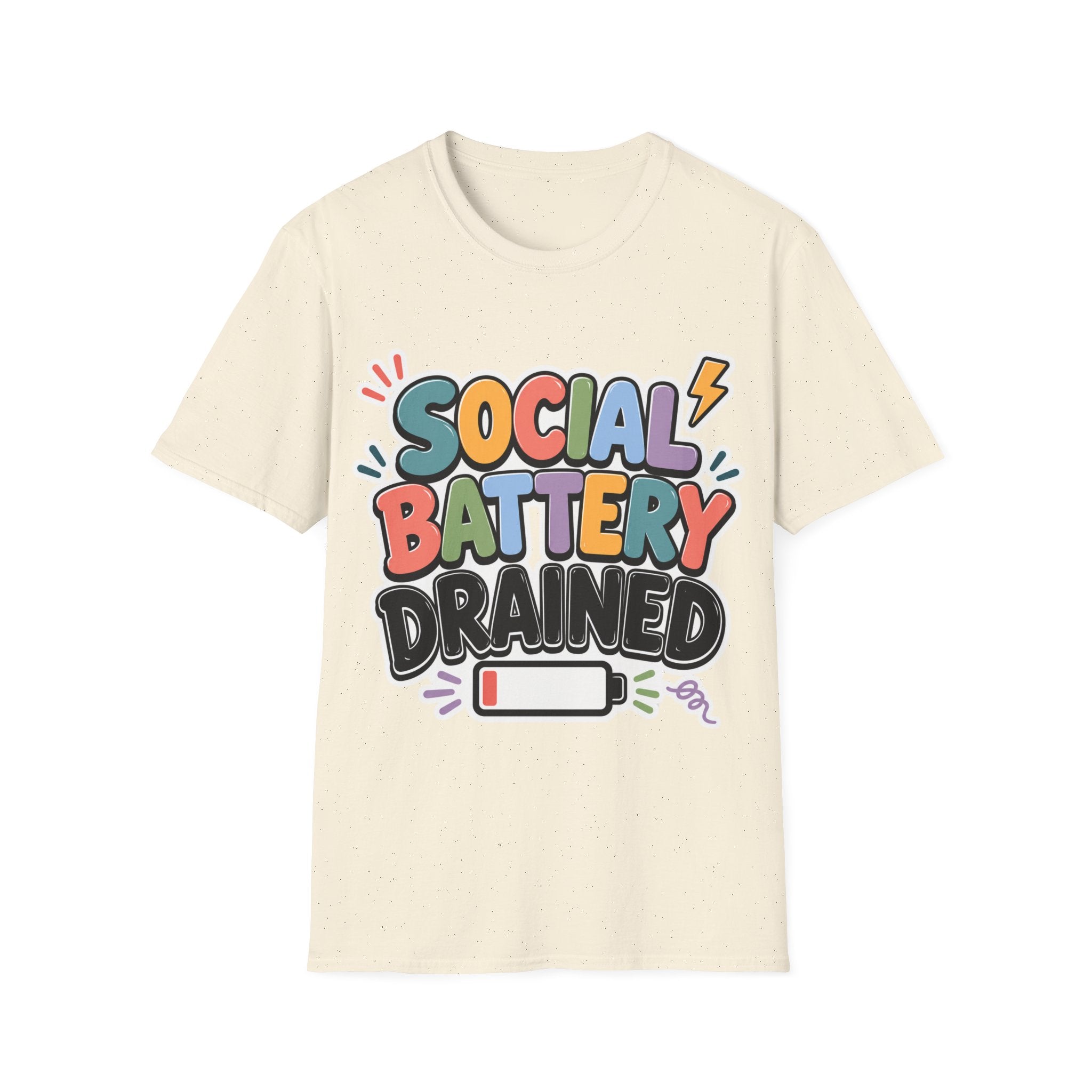 Social Battery Drained T-Shirt — Funny Introvert Graphic Tee