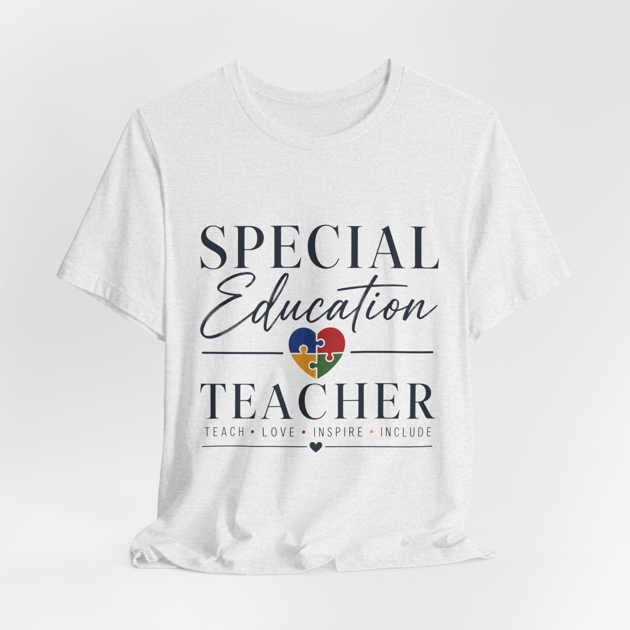 Special Education Teacher Shirt | Teach Love Inspire T-Shirt | Puzzle Heart Graphic Tee | Autism Acceptance Gift | Inclusive Teacher