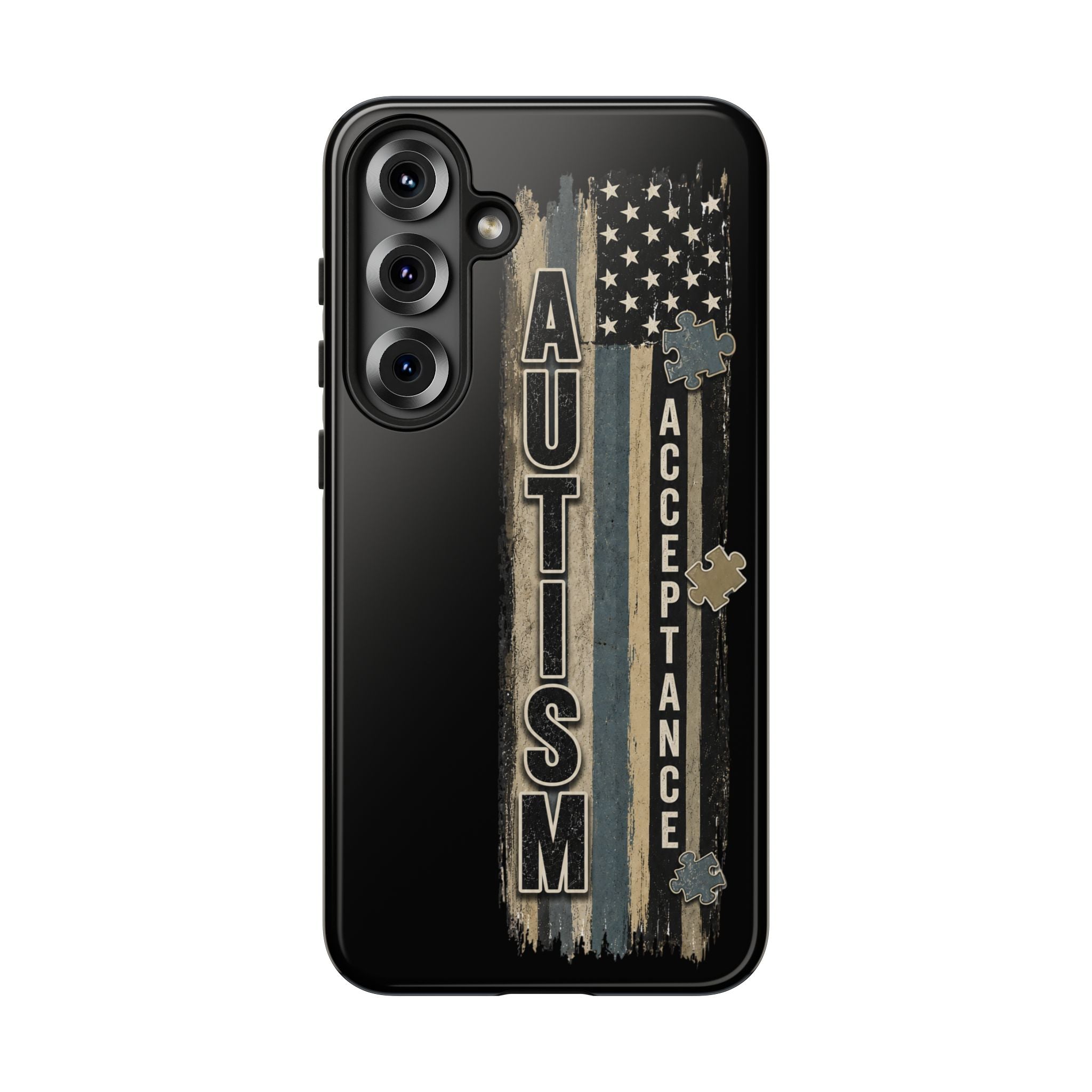 Autism Acceptance Phone Case Puzzle Piece Flag iPhone Samsung Tough Case Autism Awareness Neurodiversity Gift Special Needs Case