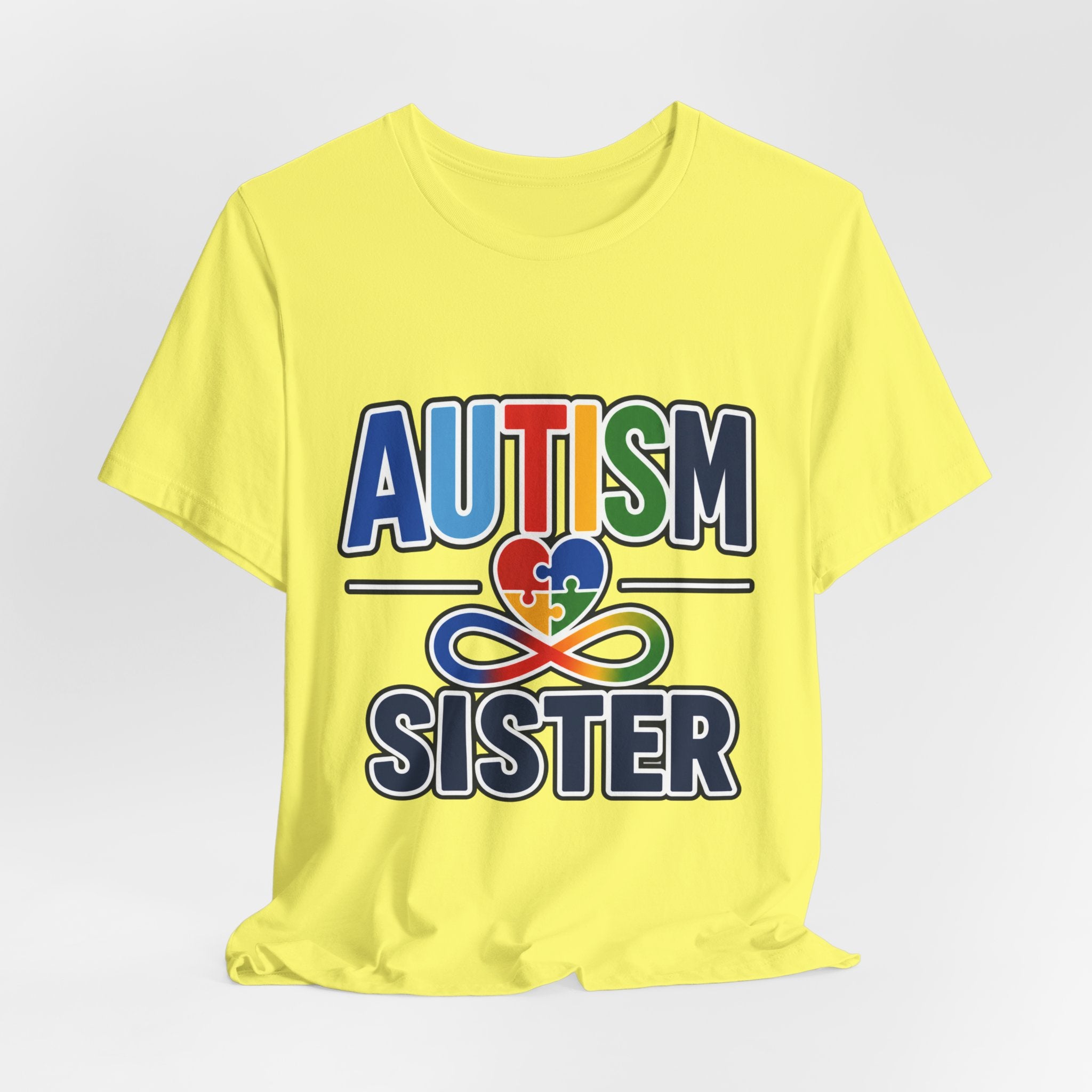 Autism Sister Shirt | Rainbow Puzzle Heart Infinity T-Shirt | Proud Autism Sibling Tee | Autism Awareness & Acceptance Gift for Sister