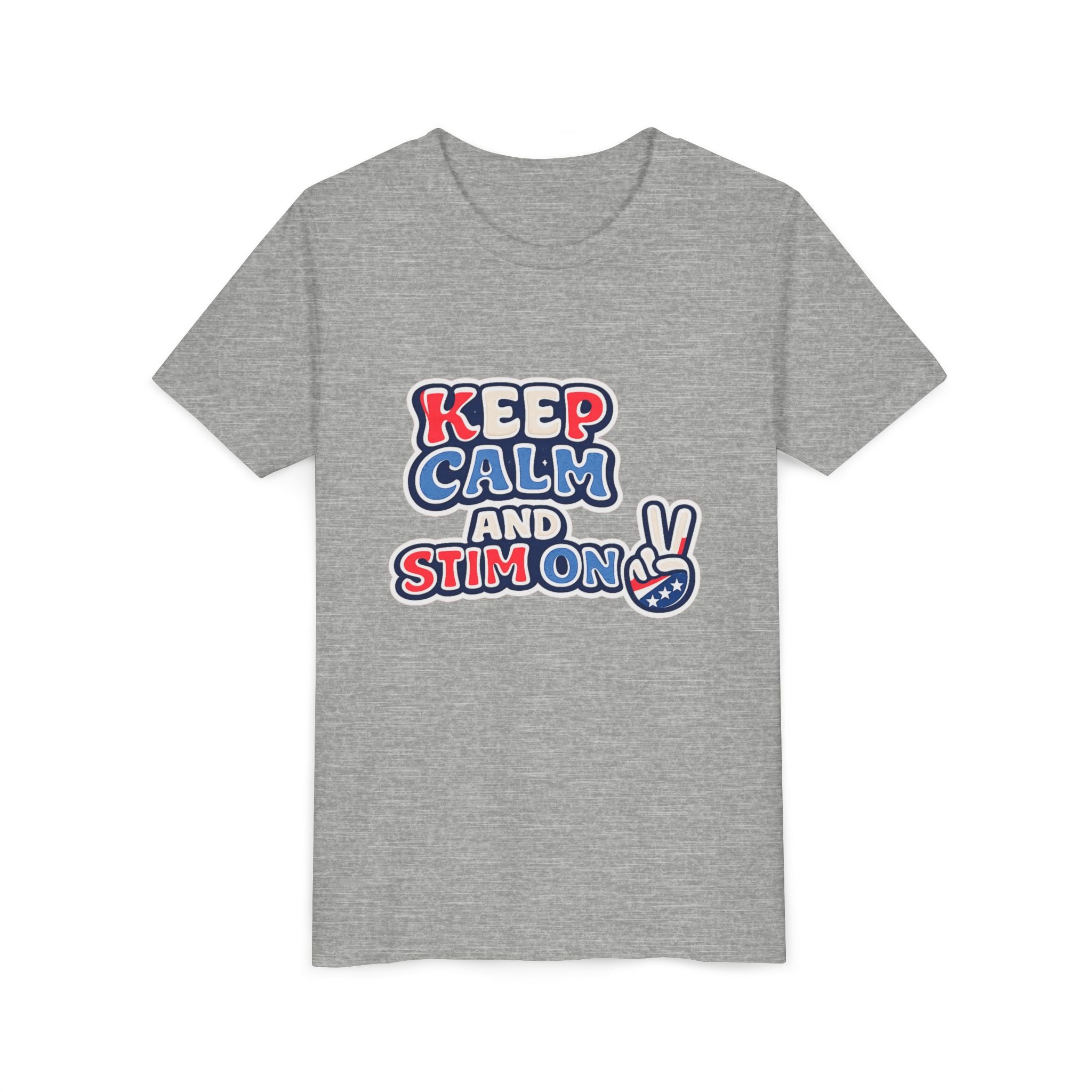Keep Calm and Stim On Youth Shirt Autism Awareness T Shirt Peace Sign Tee Neurodivergent Kids Sensory Shirt Special Needs Gift