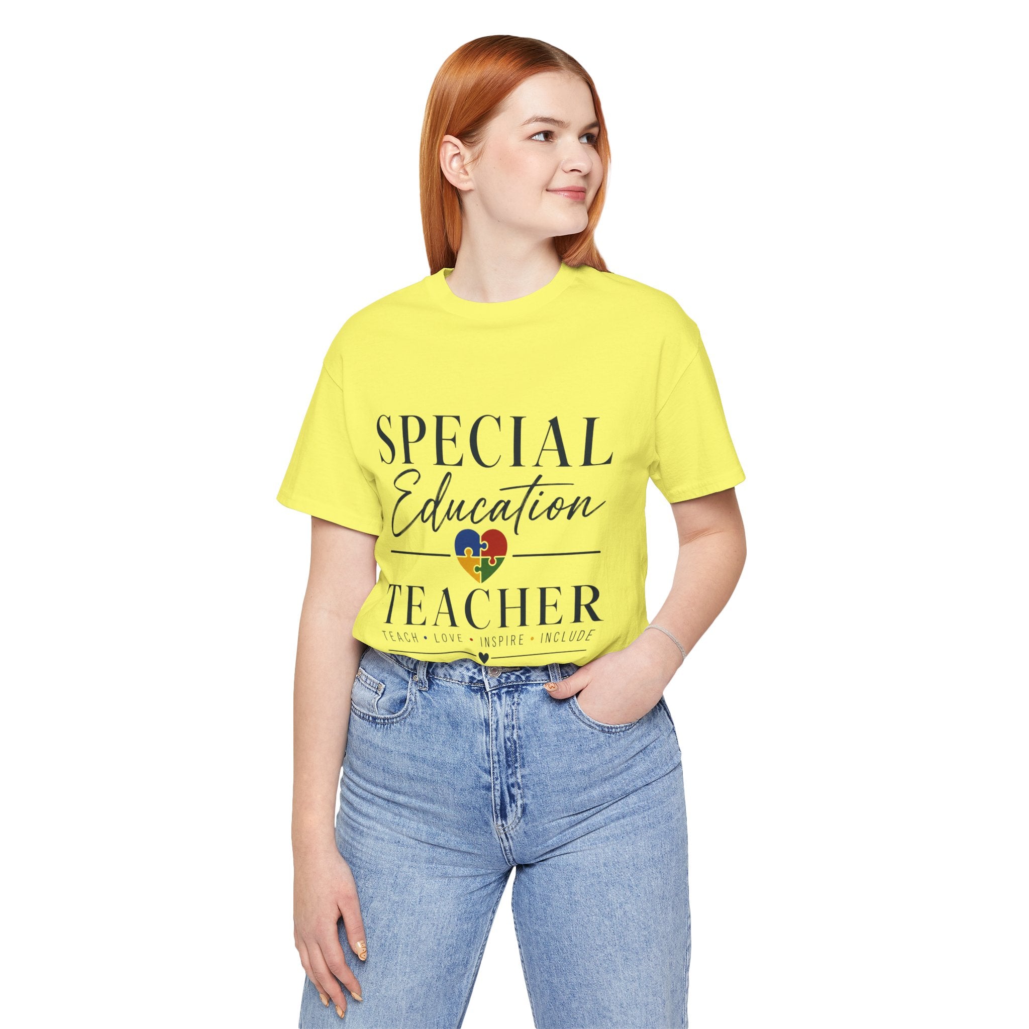 Special Education Teacher Shirt | Teach Love Inspire T-Shirt | Puzzle Heart Graphic Tee | Autism Acceptance Gift | Inclusive Teacher