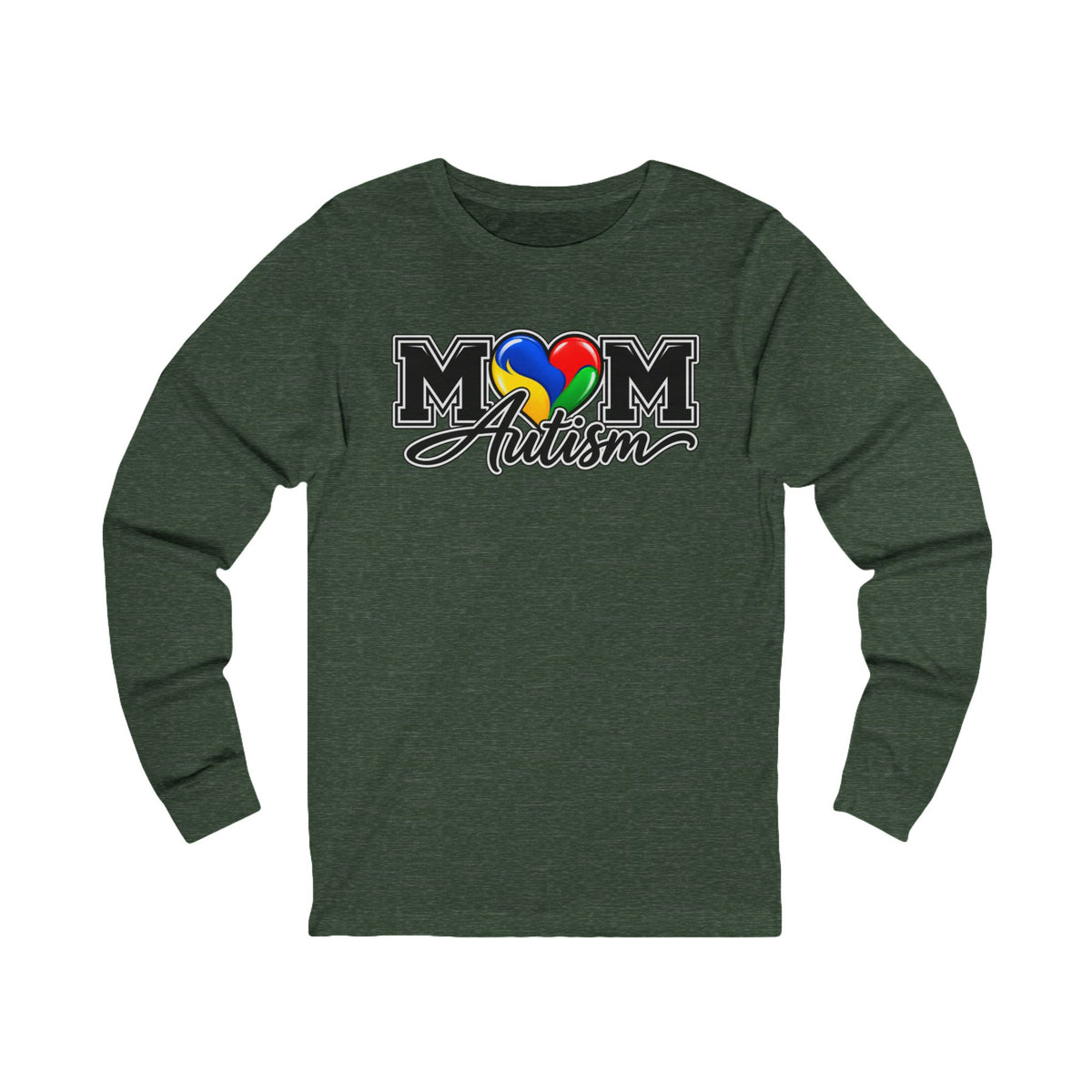 Autism Mom Heart Puzzle Long Sleeve Tee, Rainbow Puzzle Awareness Shirt, Autism Mom Gift, Autism Acceptance Family Apparel