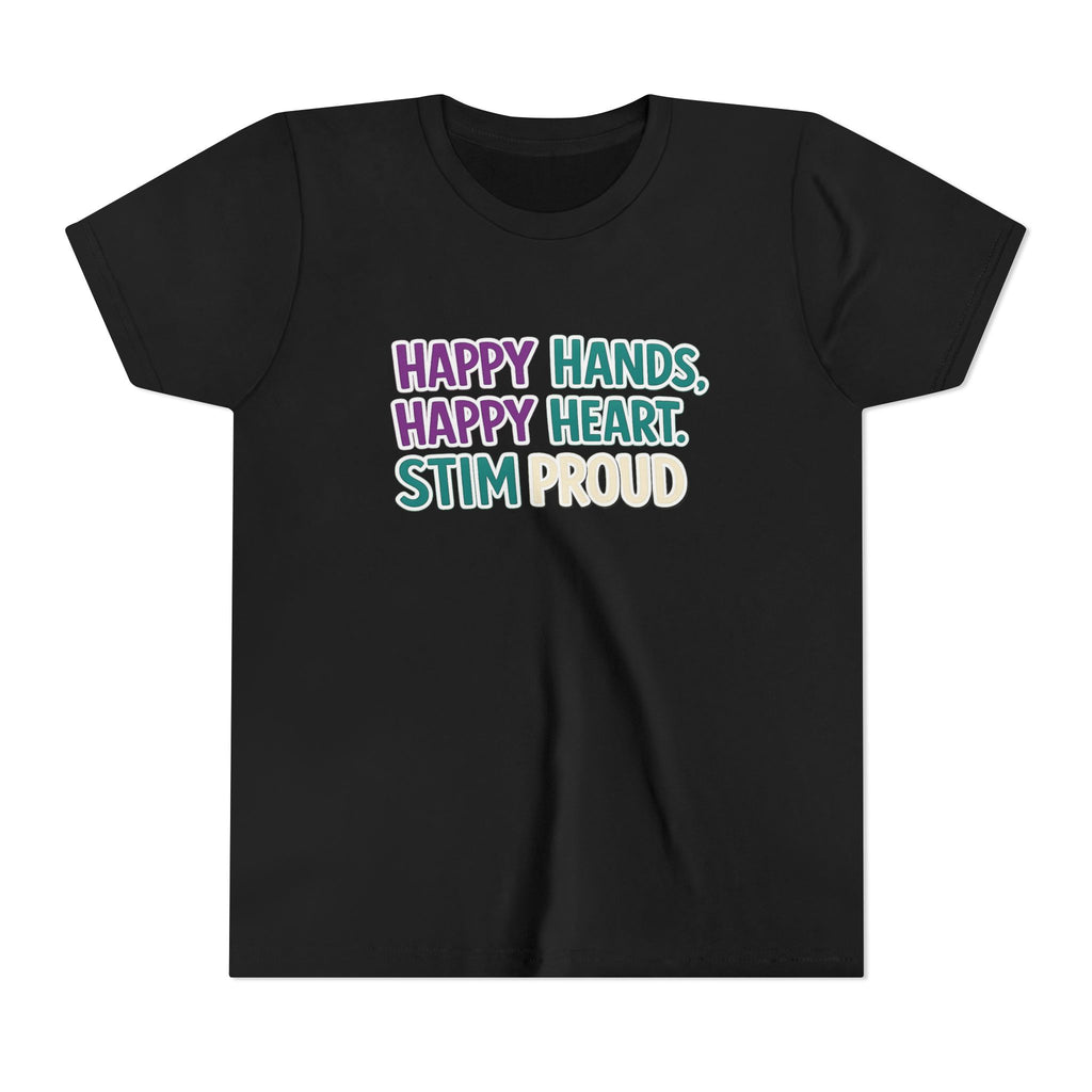 Happy Hands Happy Heart Youth Shirt Stim Proud Autism Awareness T Shirt Sensory Friendly Kids Neurodivergent Special Needs Tee