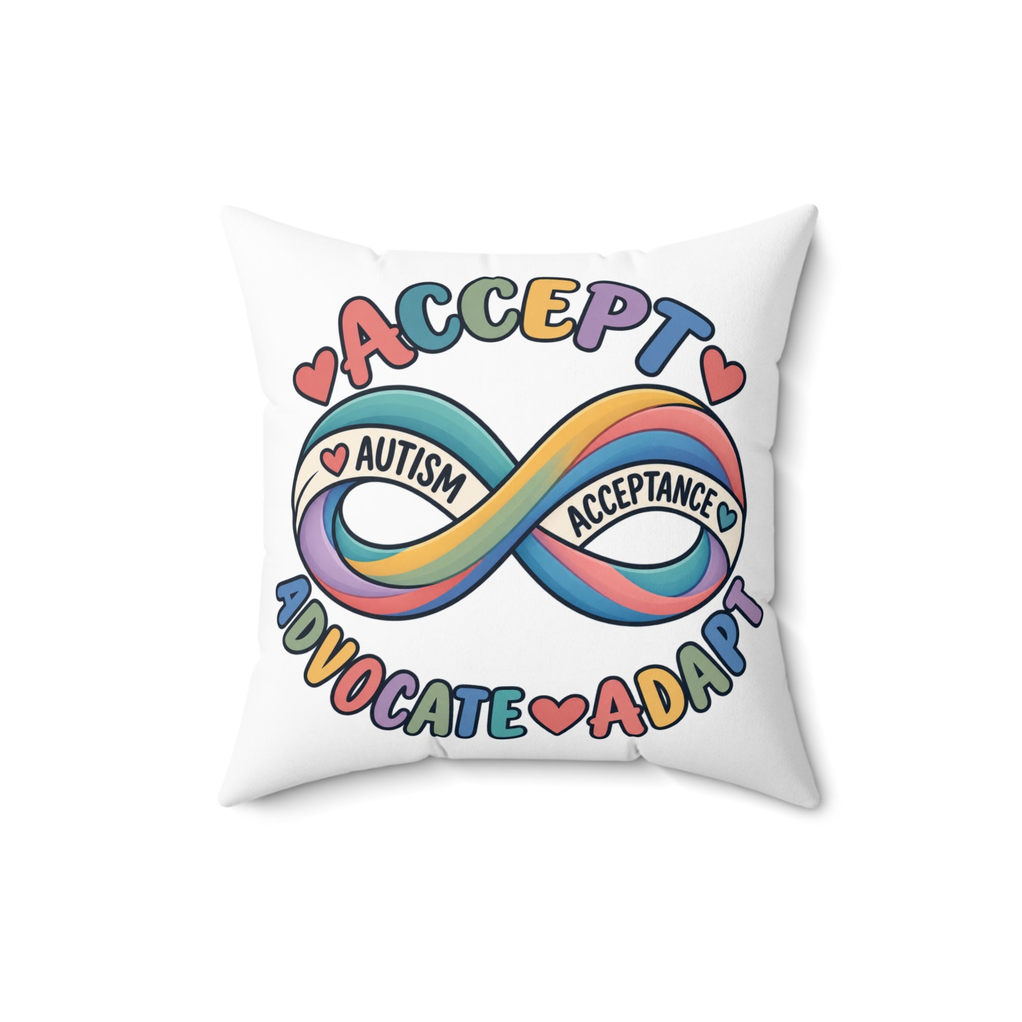 Autism Acceptance Infinity Pillow, Accept Advocate Adapt Throw Pillow Cover, Autism Awareness Home Decor, Neurodiversity Gift Pillow