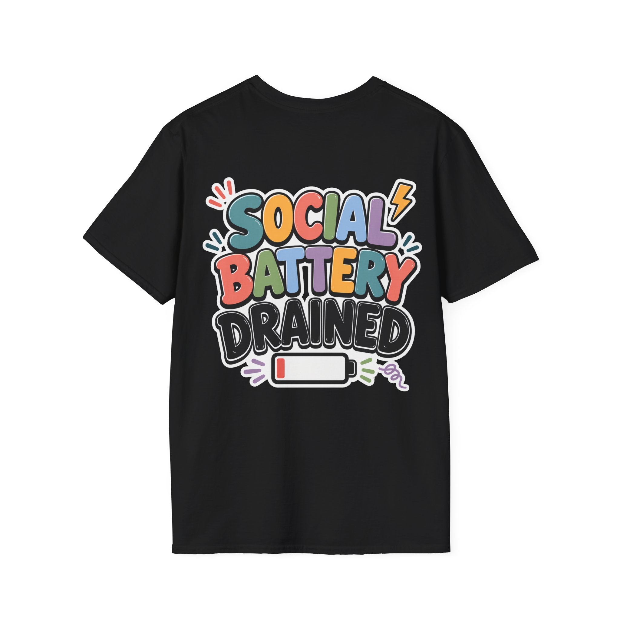 Social Battery Drained Shirt | Funny Introvert T-Shirt | Social Anxiety Graphic Tee | Mental Health Humor Shirt | Unisex Gift