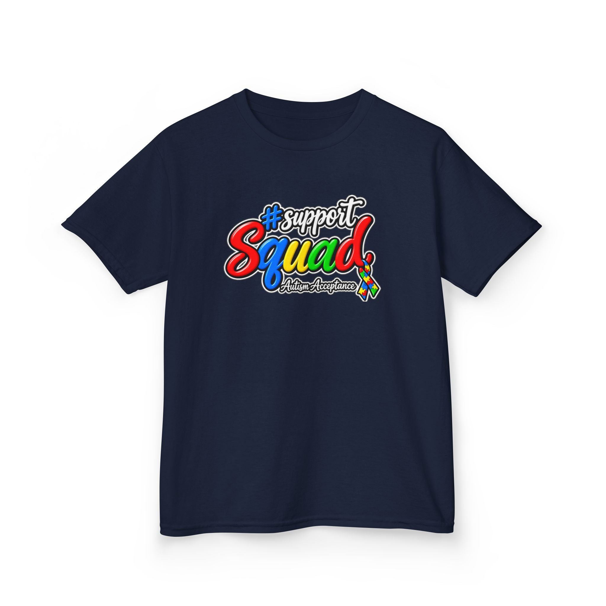 Support Squad Autism Acceptance Youth Shirt, Unisex Softstyle T-Shirt, Autism Awareness Family Tee, Autism Advocate Team Gift